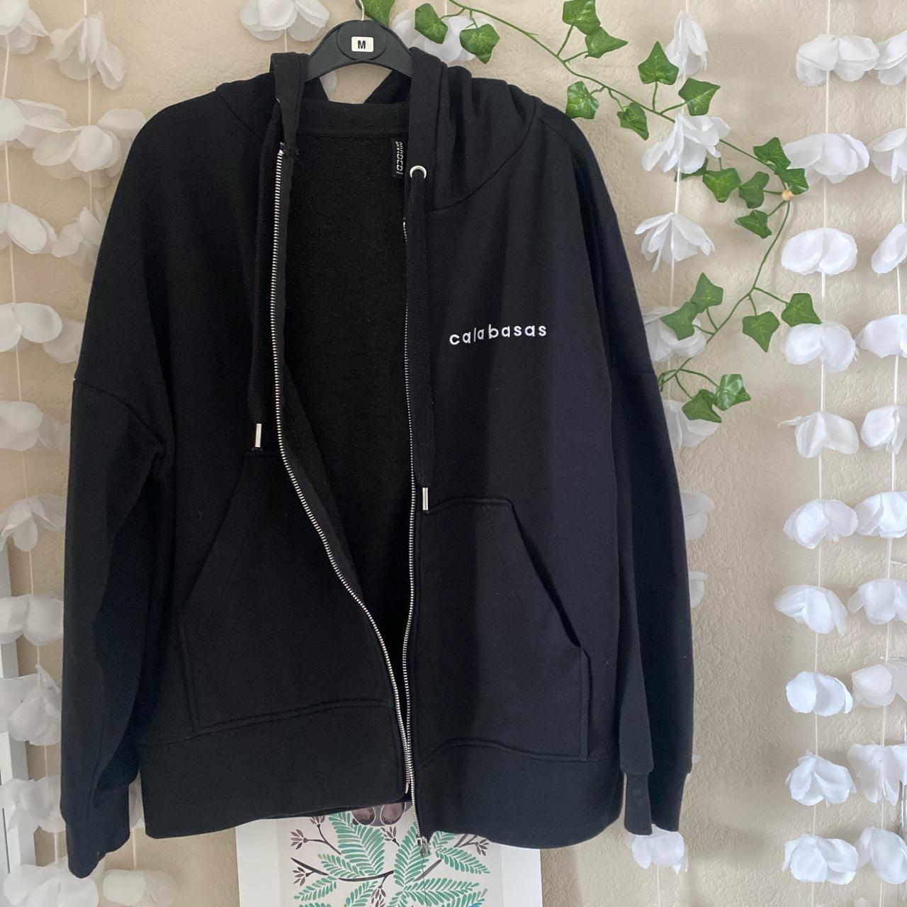 H&M black zip through hoodie Used lightly no flaws... Depop