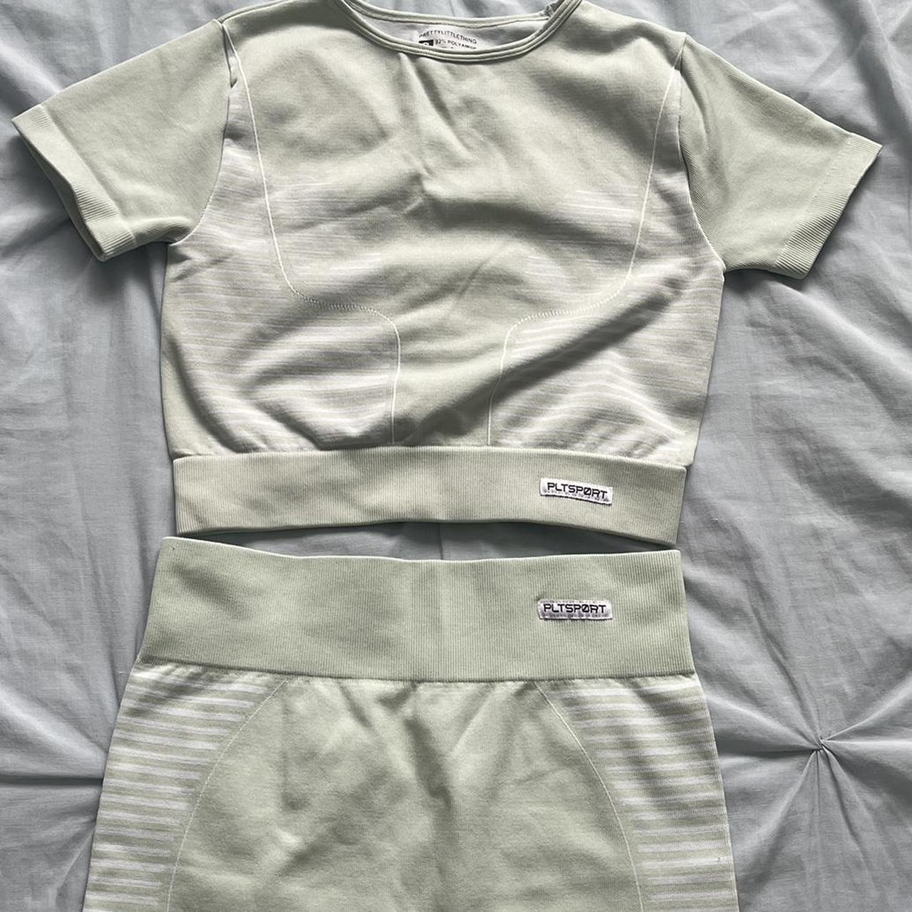 PLT mint green workout set top & shorts size S never... Depop