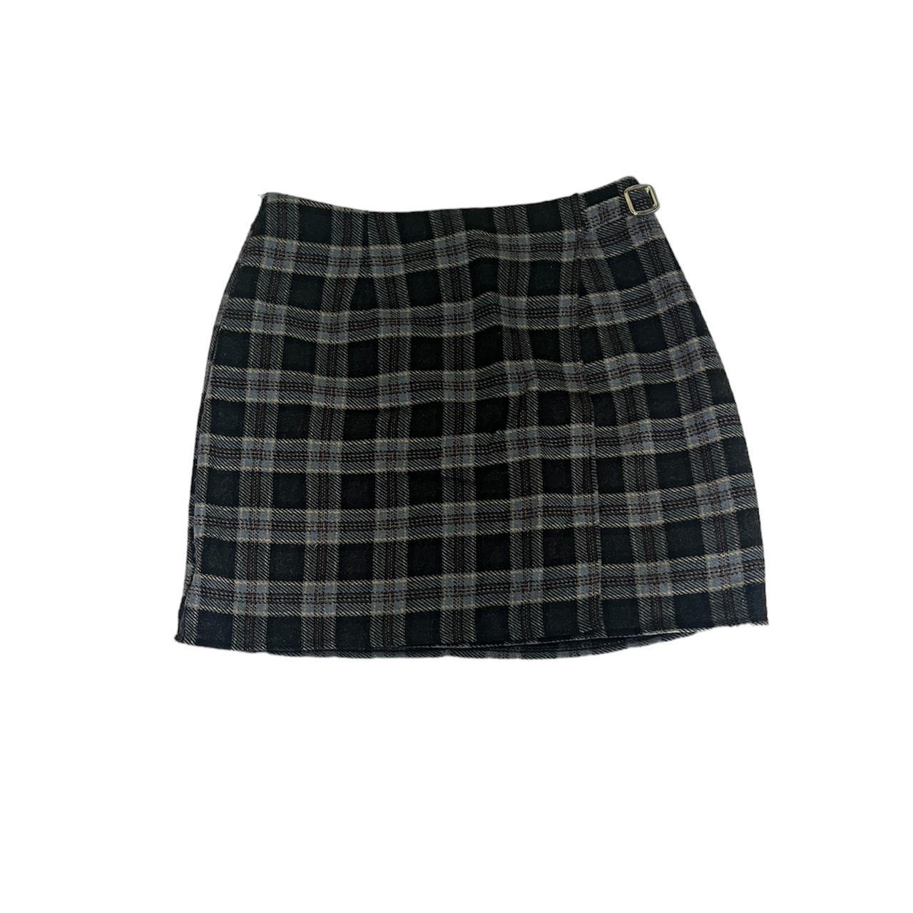 blue and grey plaid skirt size 13 1 4 waist 16