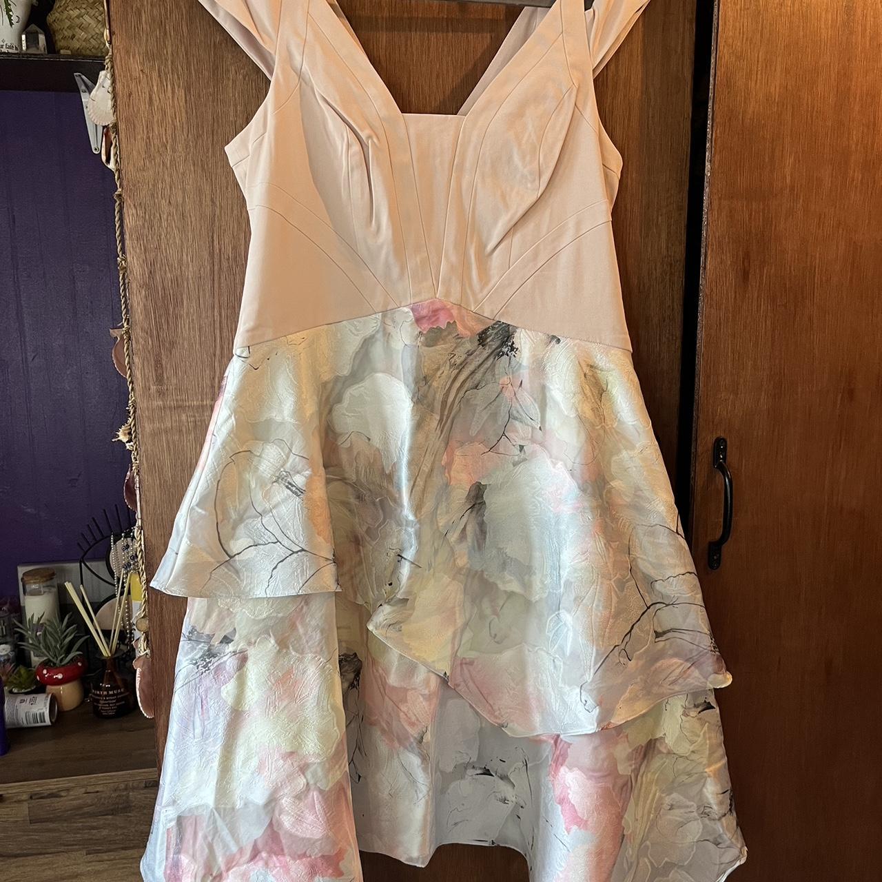 Coast Floral Light Pink Dipped Hem Dress Size 14