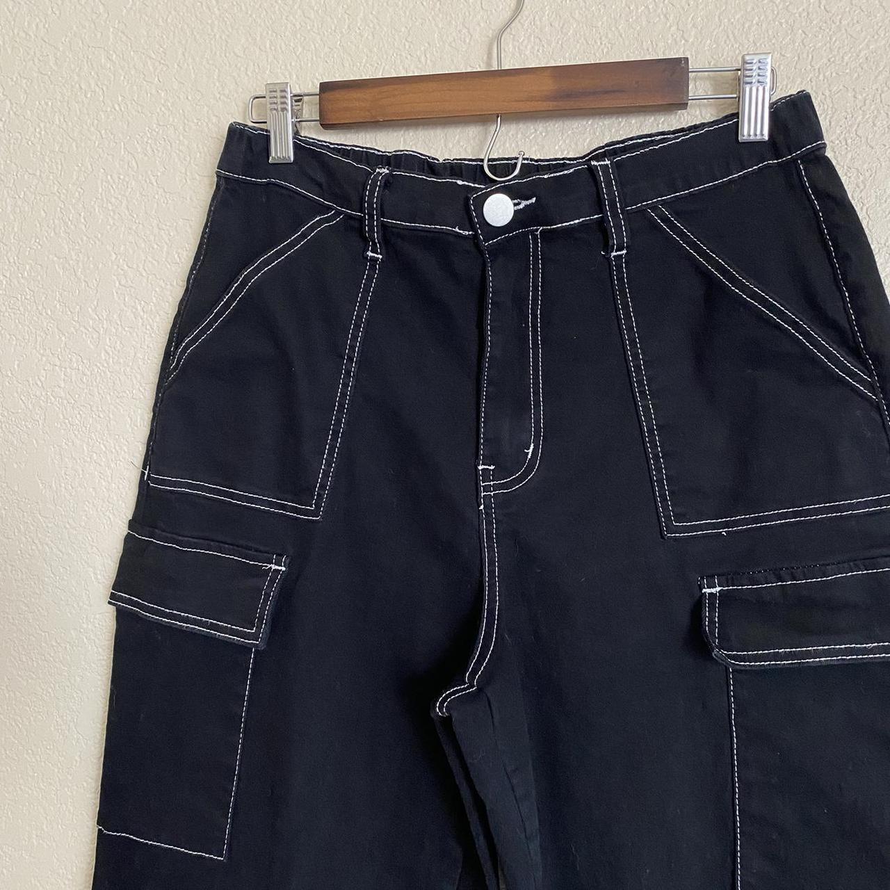 Black Justify cargo pants with white contrast... - Depop