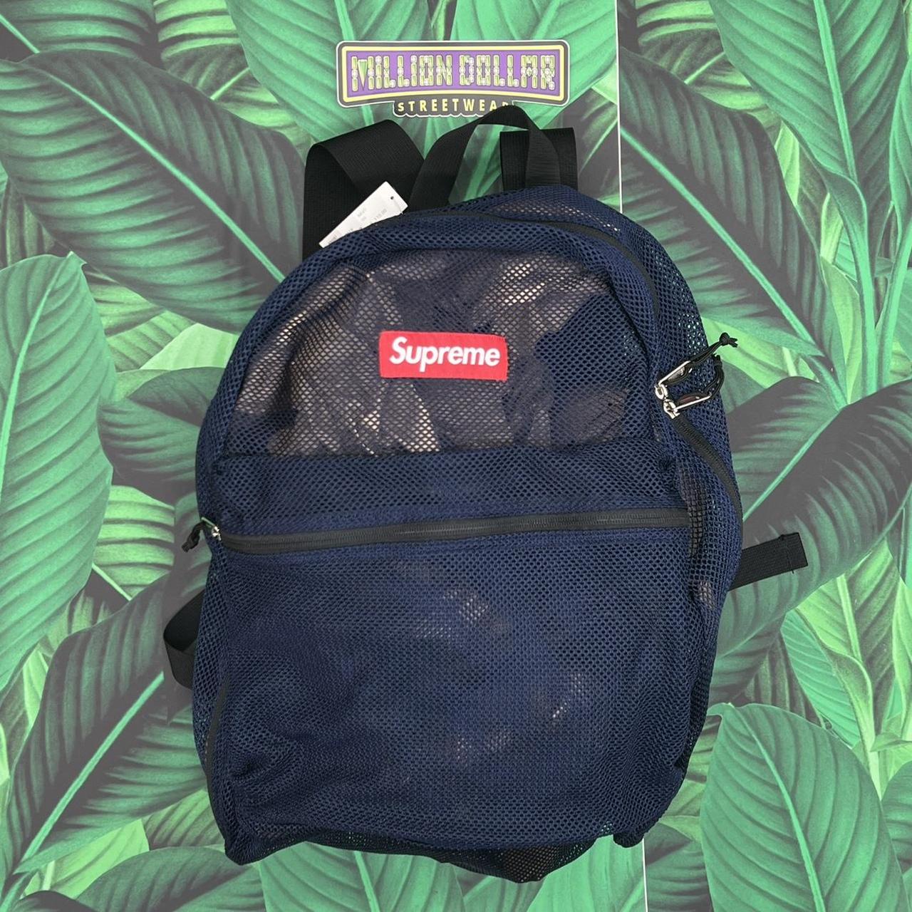 Supreme mesh backpack Color: navy Condition: 10/10 - Depop