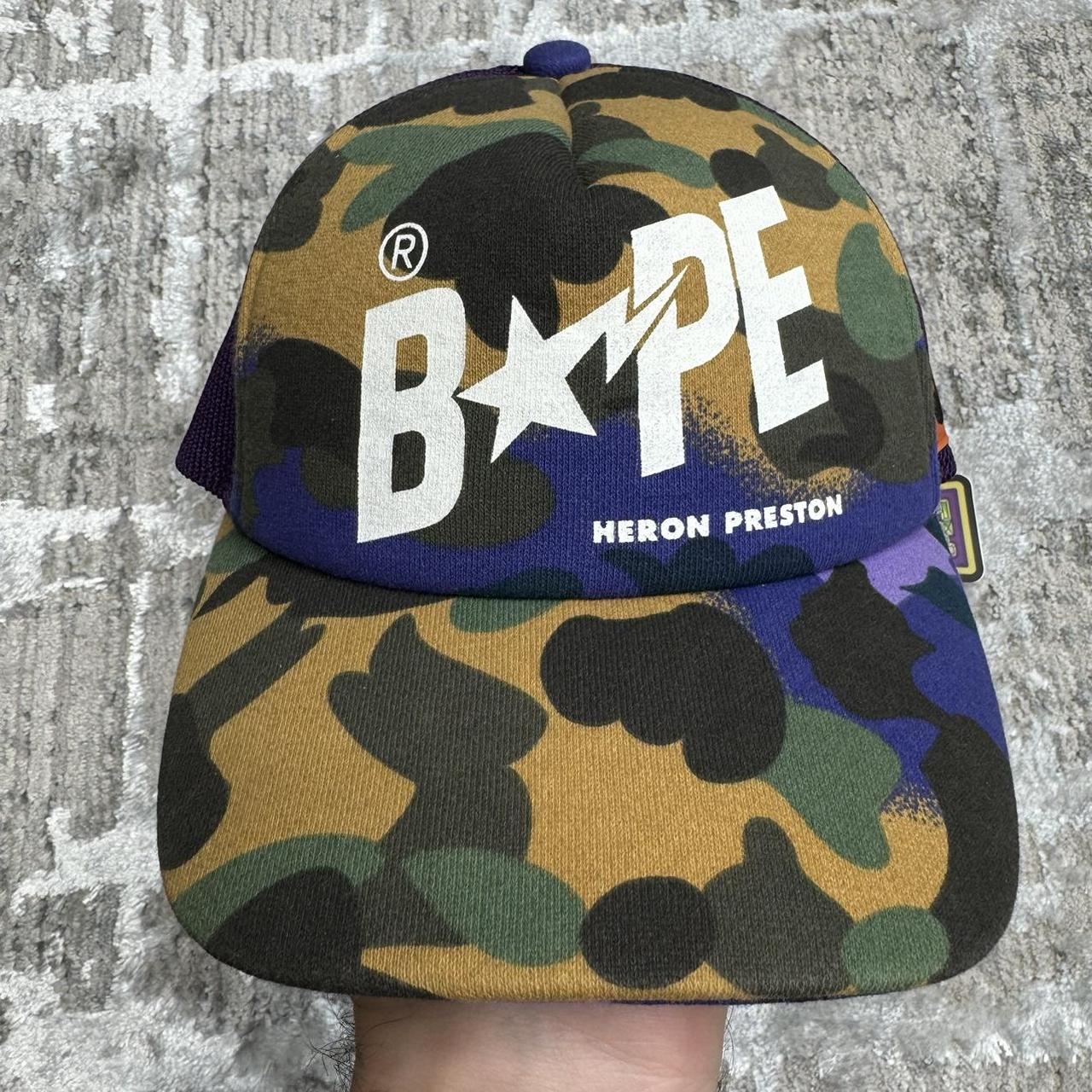 Bape heron Preston multi color camo trucker hat. Depop