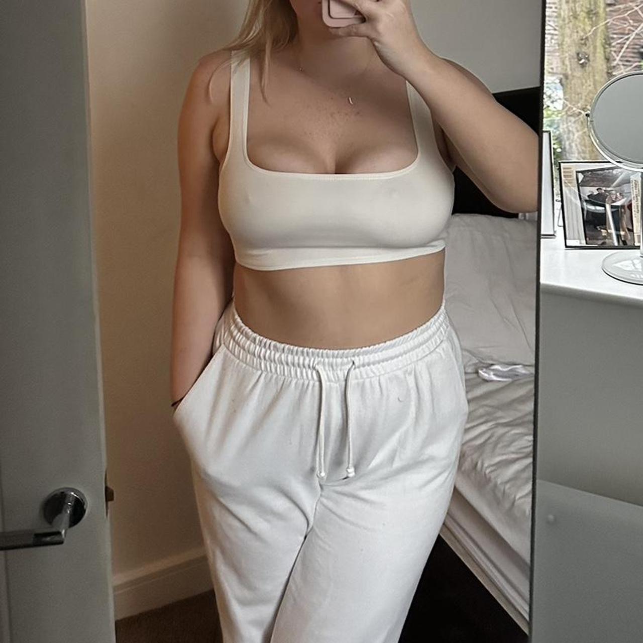 Flounce London square neck slinky crop top in white
