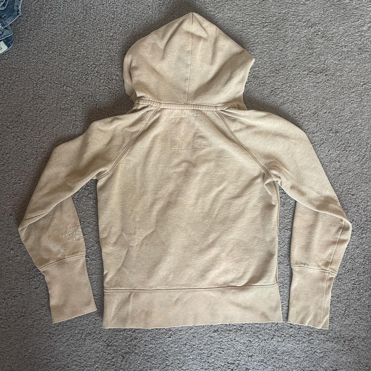 Y2k American eagle hoodie V neck Beige color Size... - Depop