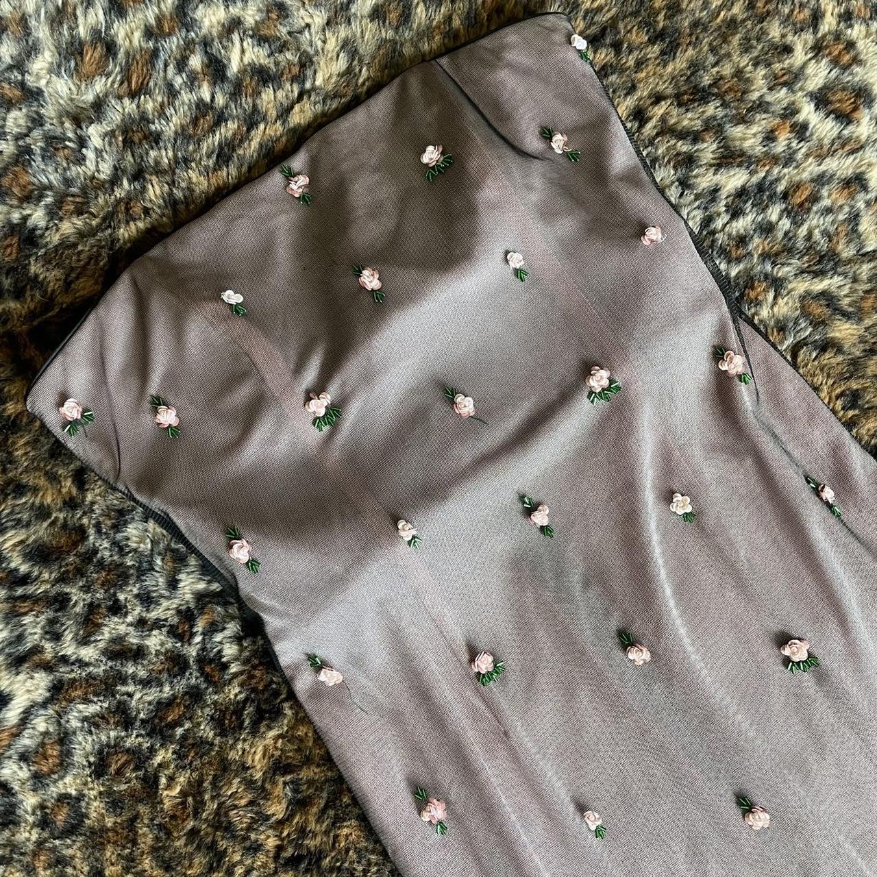 💕 Vintage mesh maxi strapless dress prom piece with... - Depop