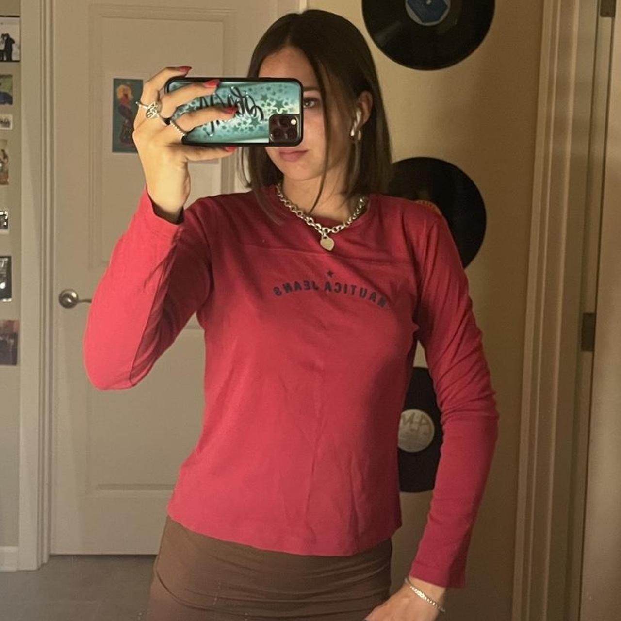 Nautica red long sleeve baby tee top Perfect... Depop