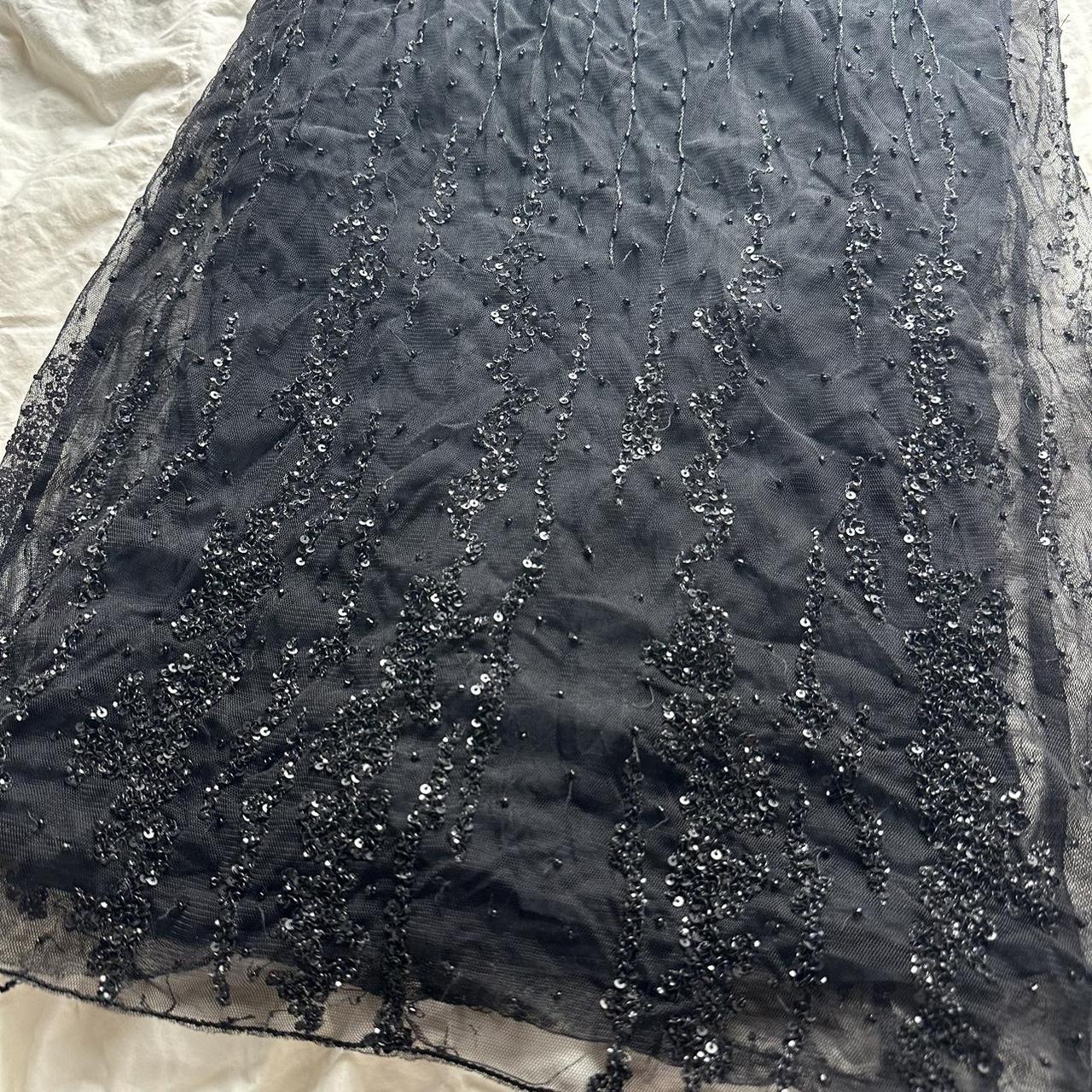 Black beaded sheer mesh double layer skirt Good... - Depop