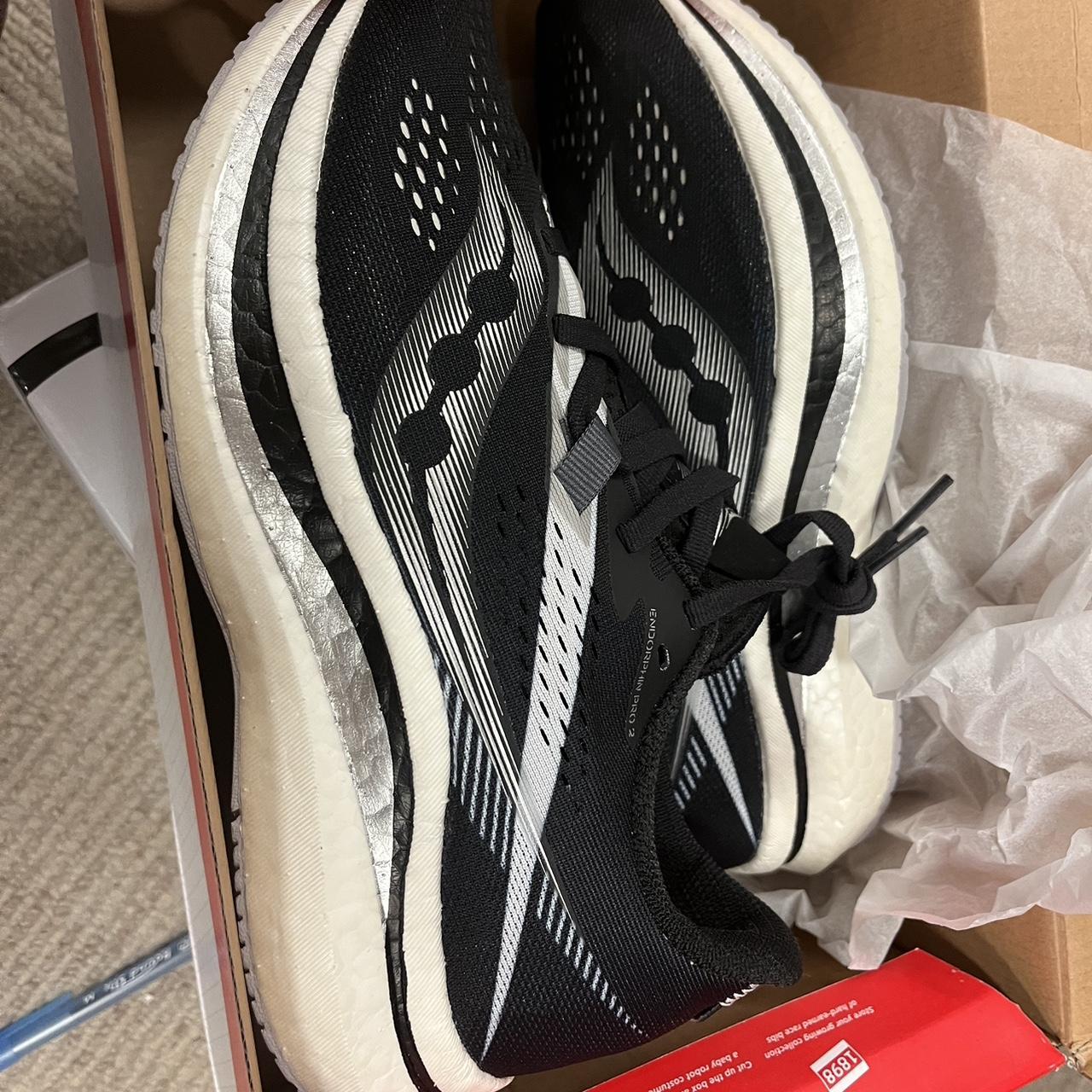 Saucony Women's Black and White Trainers | Depop