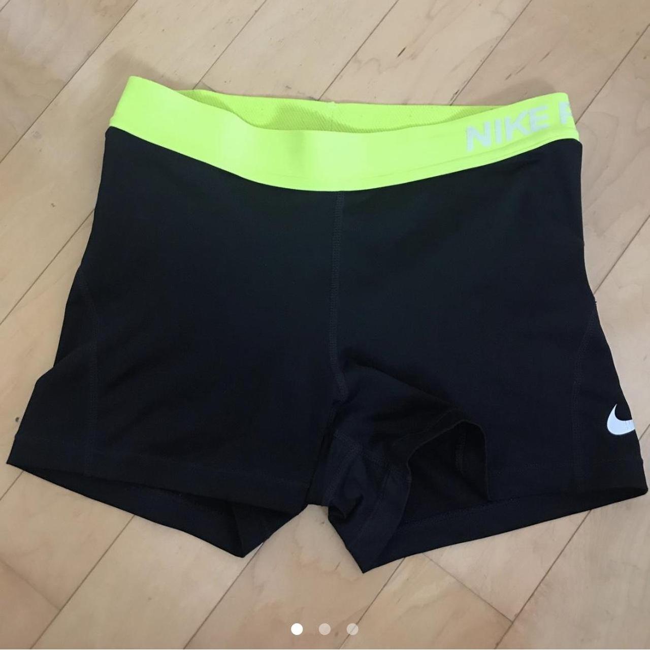 Nike Pro Neon yellow spandex shorts - Perfect... Depop