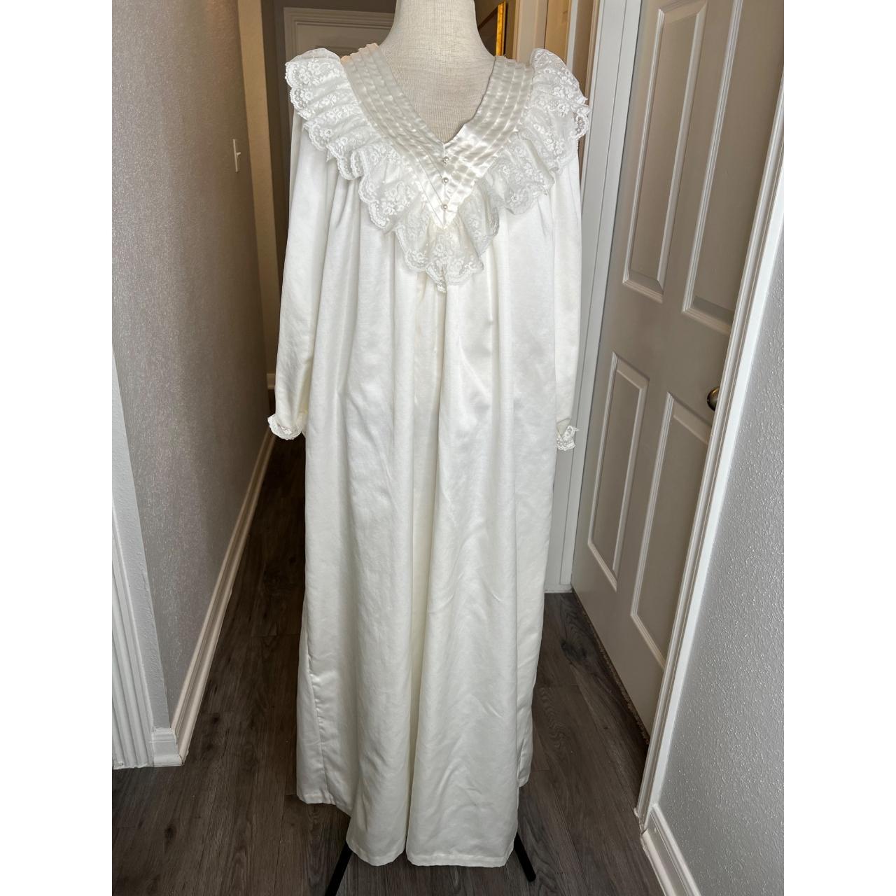 Vintage Komar Nightgown Fleece Lined Satin lace Trim