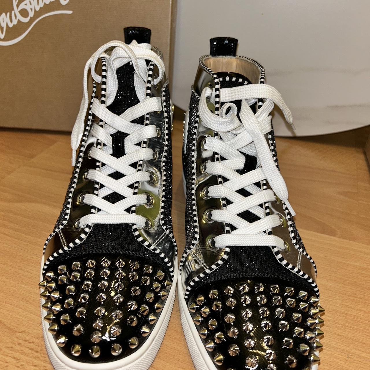 Christian Louboutin spikes orlato flat Black silver. Depop