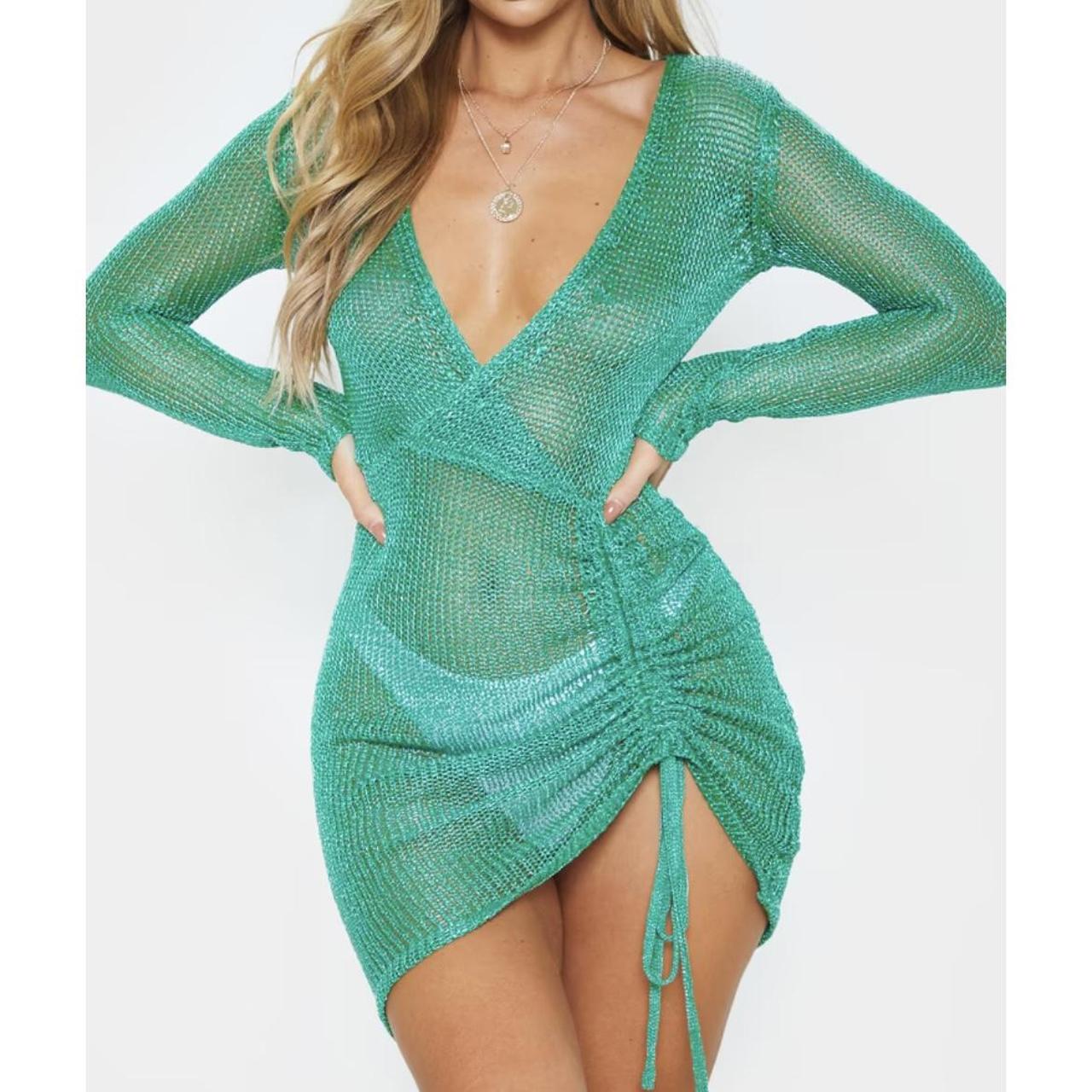 Metallic knit wrap dress best sale