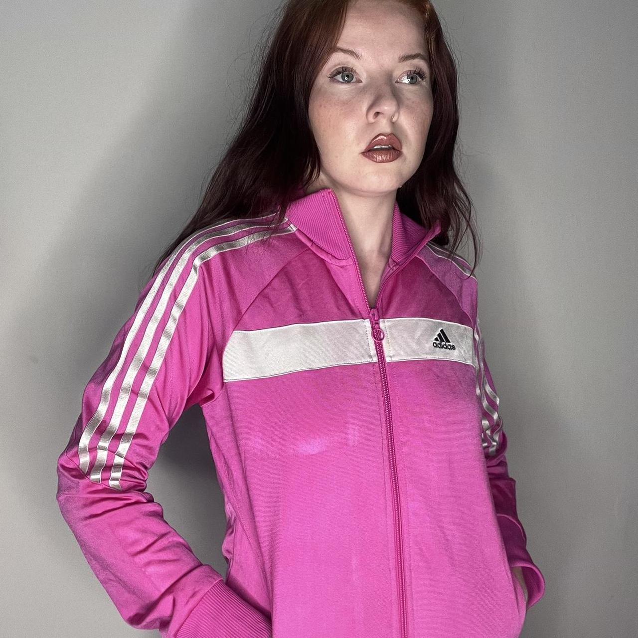 Pink adidas jacket Kids size 15 16 Fits women s. Depop