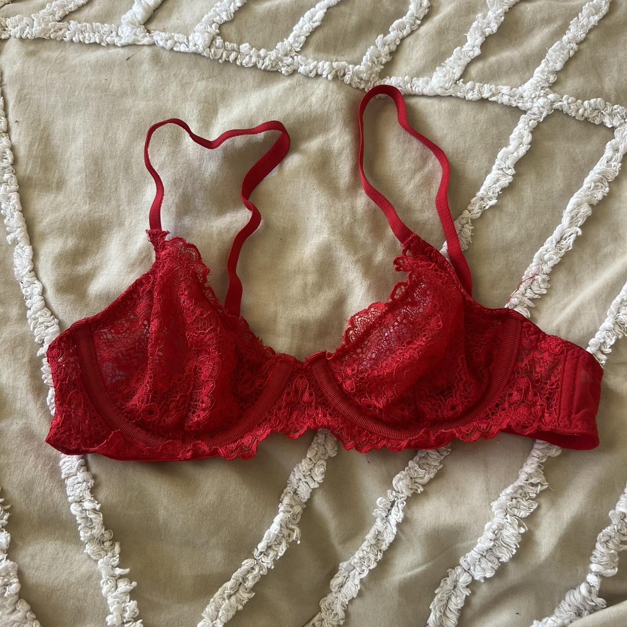 Love notes red bralette. Size small. - Depop