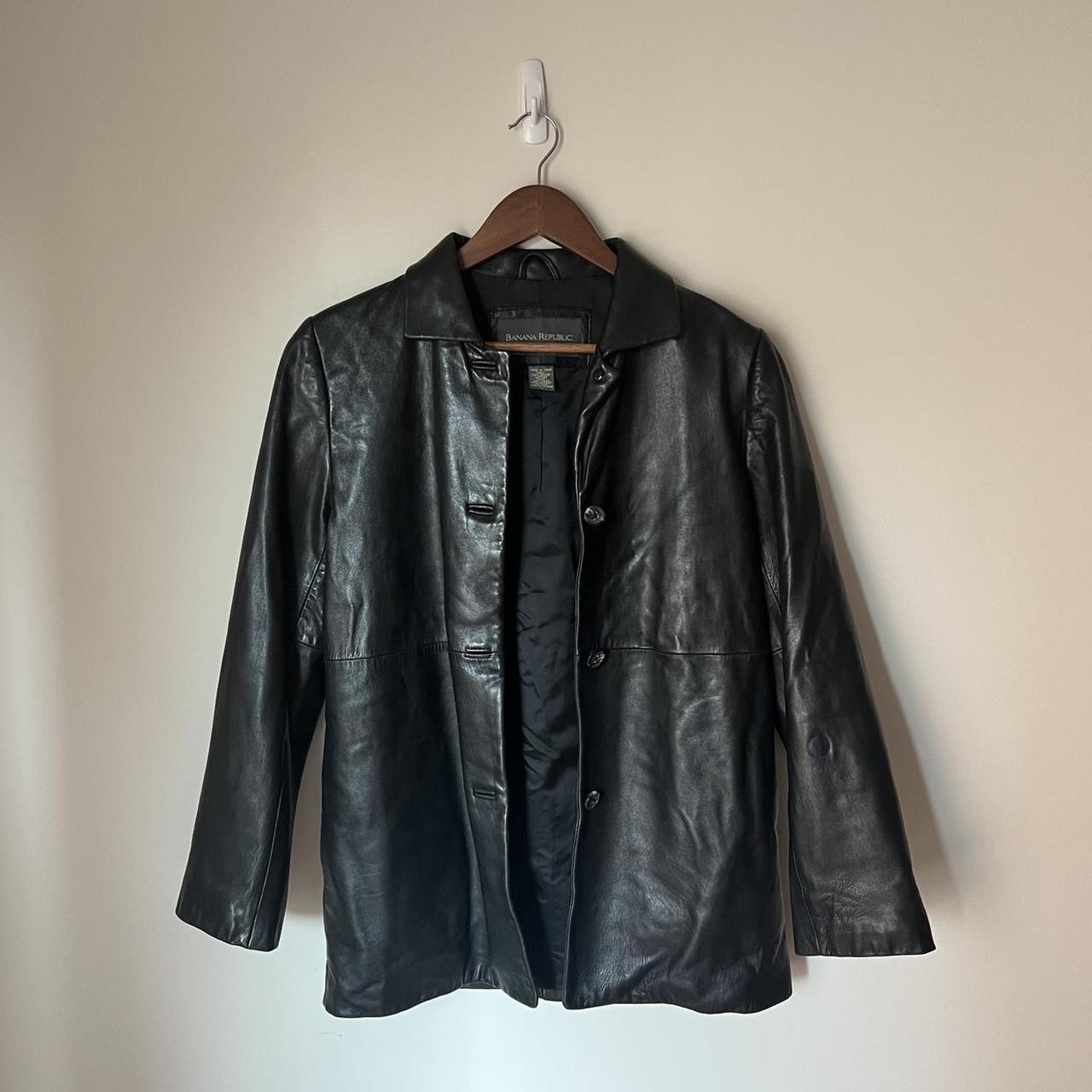 Amazing vintage black leather jacket by Banana... - Depop