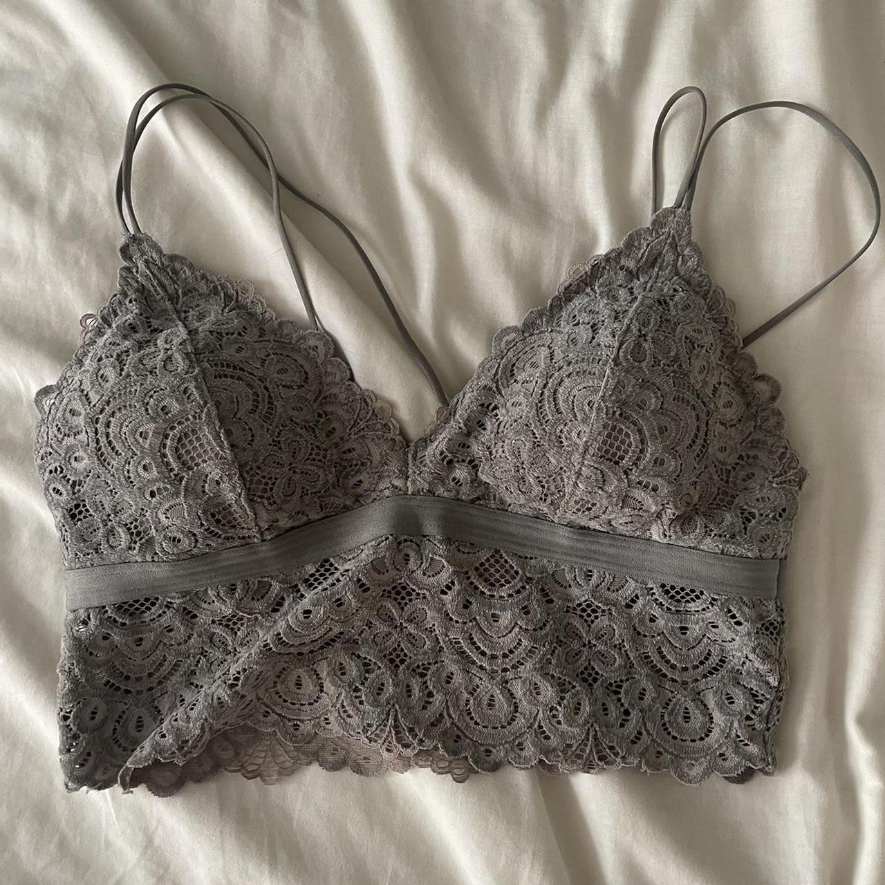 Hollister Gilly Hicks grey bralette top, hardly worn - Depop