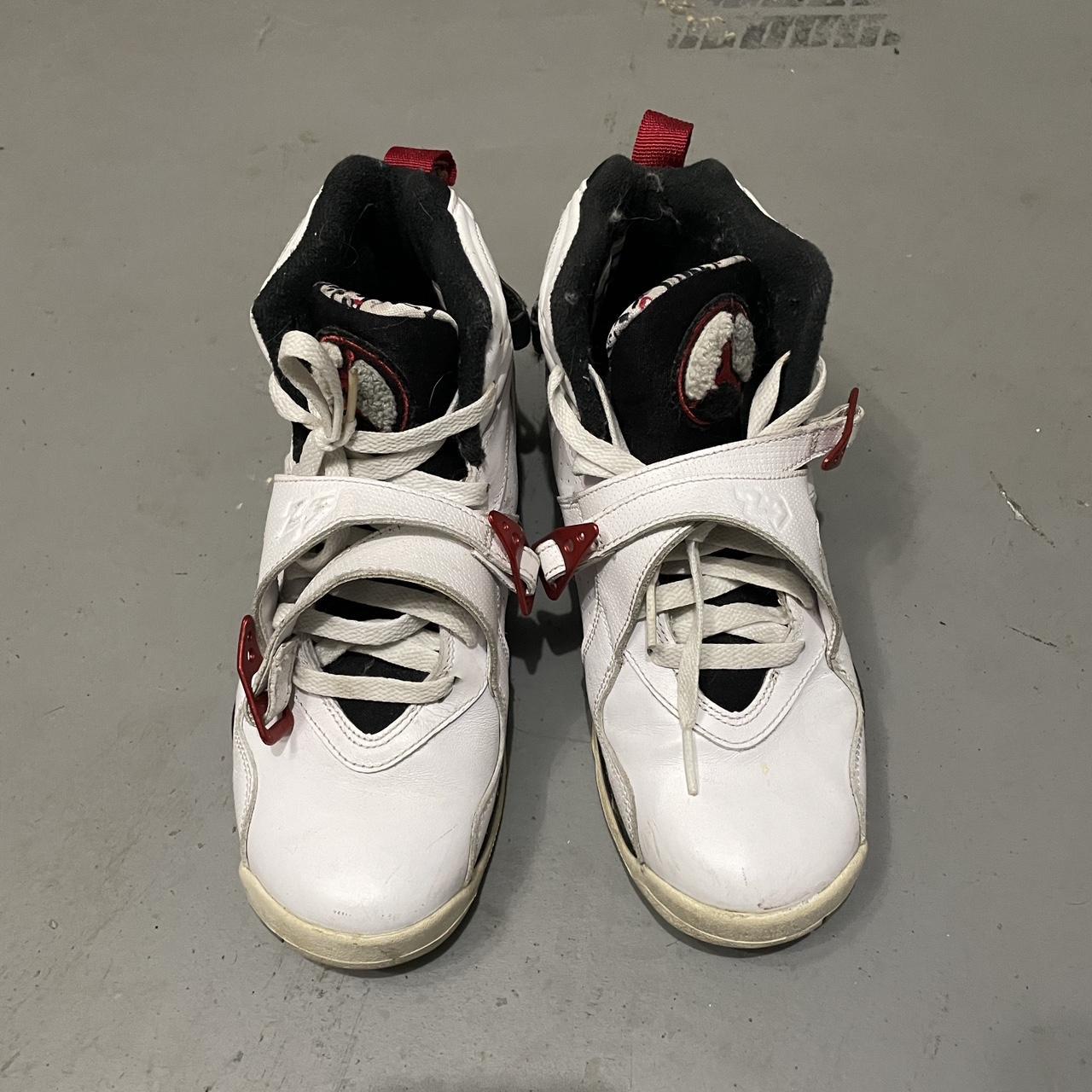 Jordan Men's White and Red Trainers | Depop