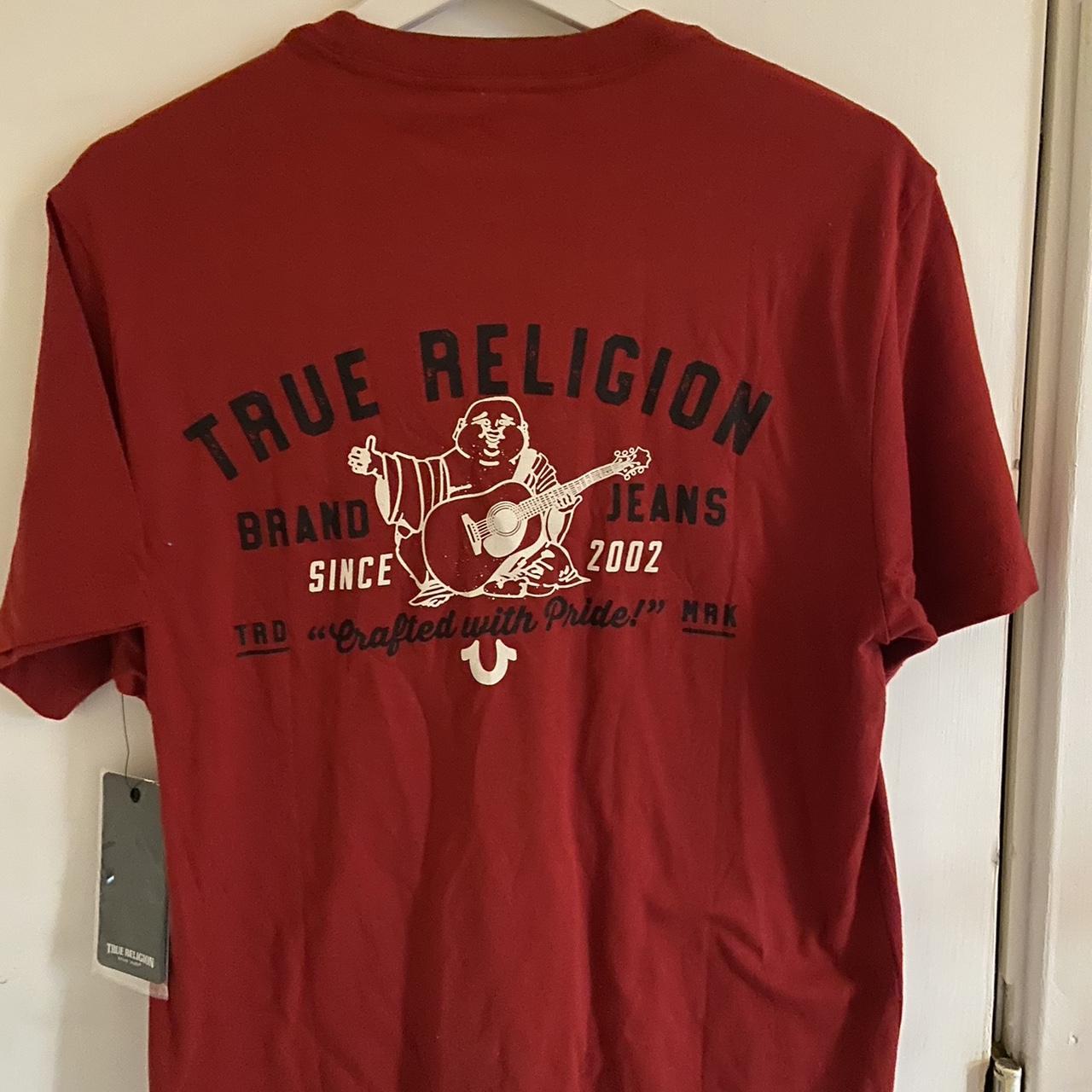 True Religion Women's Red and Black T-shirt | Depop