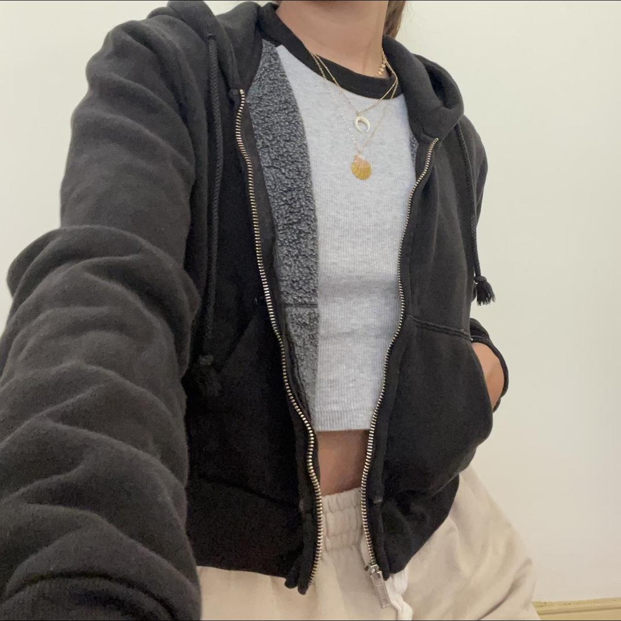 Black brandy Melville cropped jacket. Small hole in... Depop