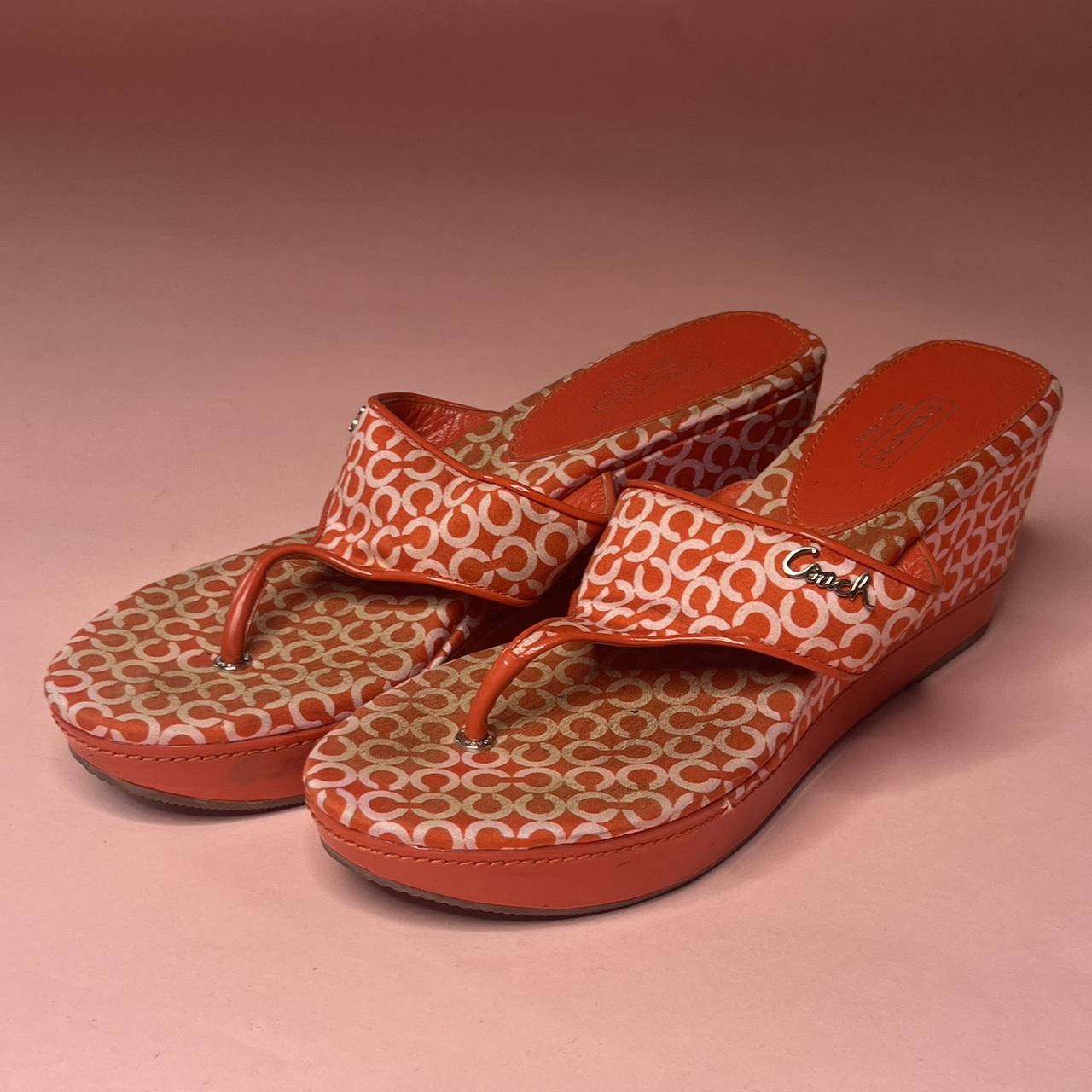 Coach platform sandals Orange coach platform... - Depop