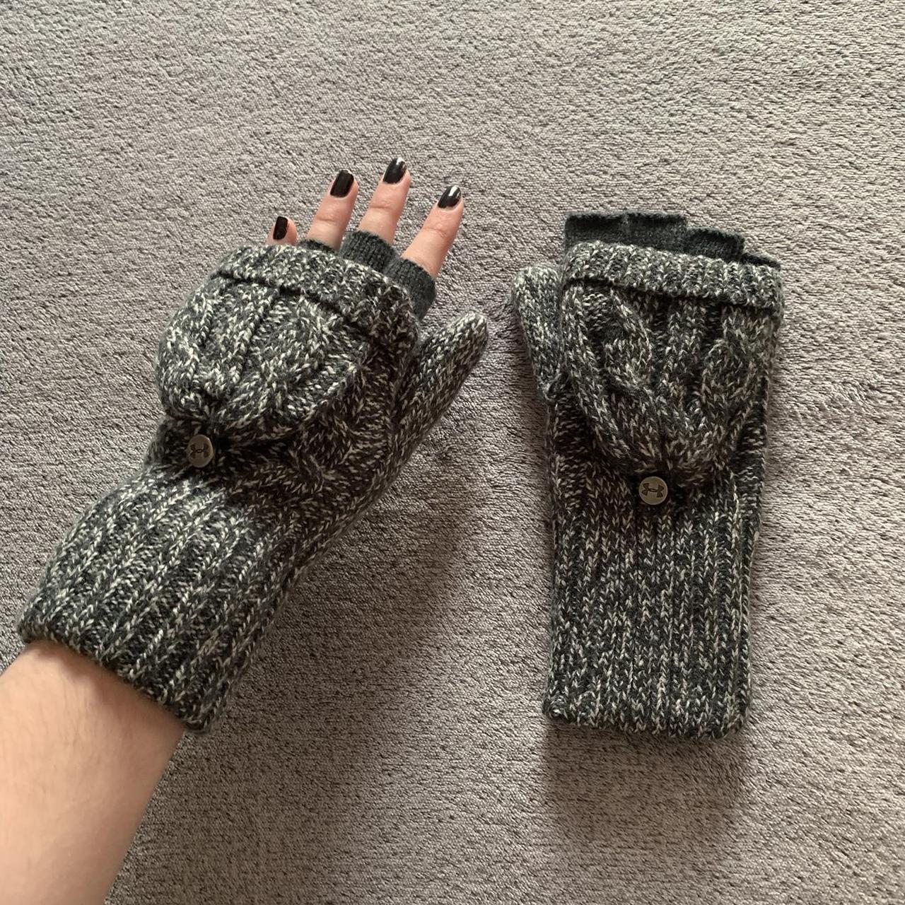 Novawo Wool Blend Knit Convertible Insulating Fingerless Gloves with Mitten Cover