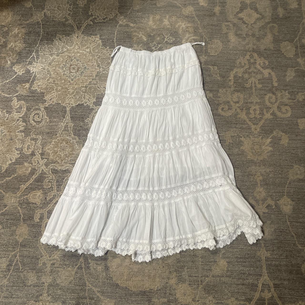 Shana Long white lace skirt with lining. The tag... - Depop