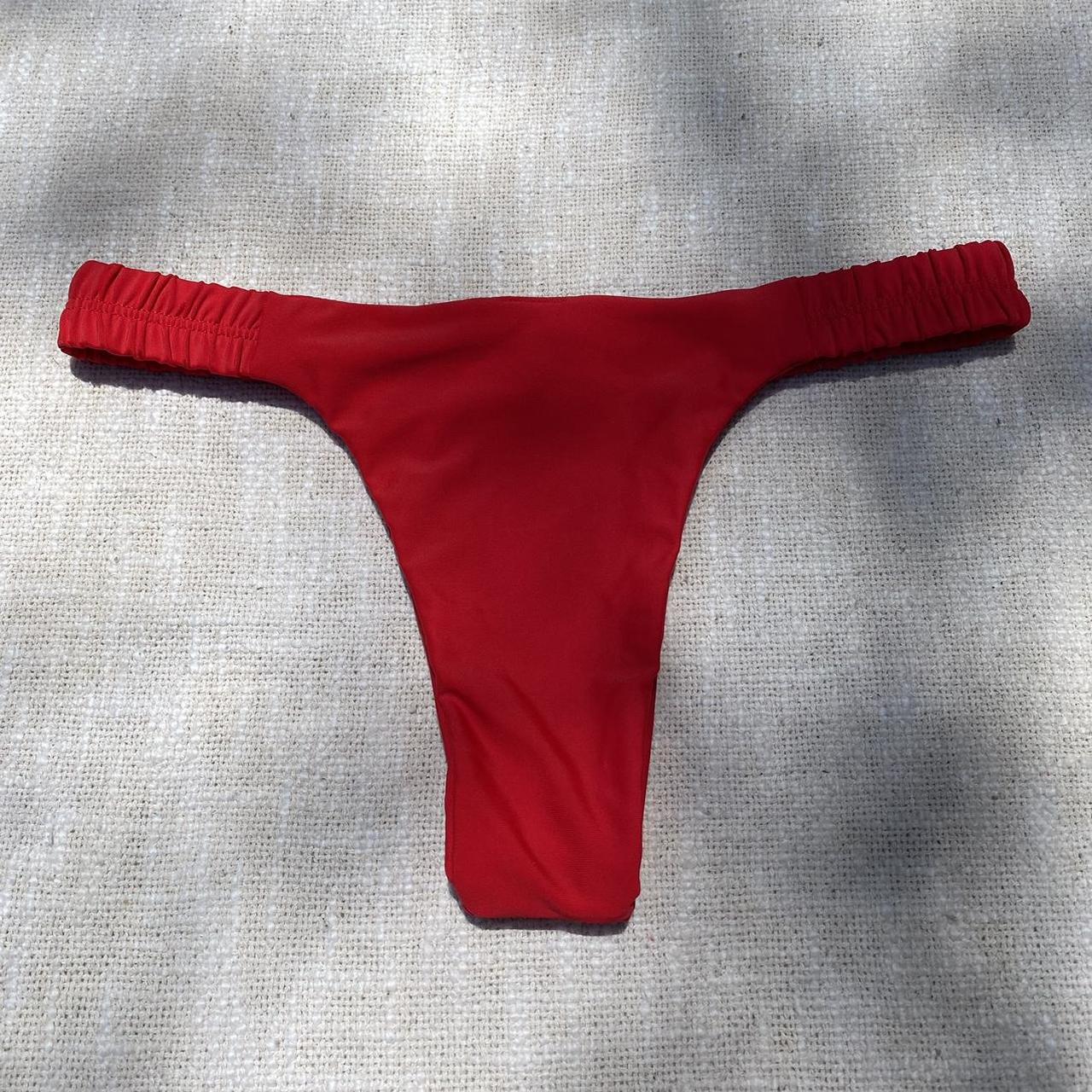 Sexy red thong bikini bottom Size S Never worn - Depop