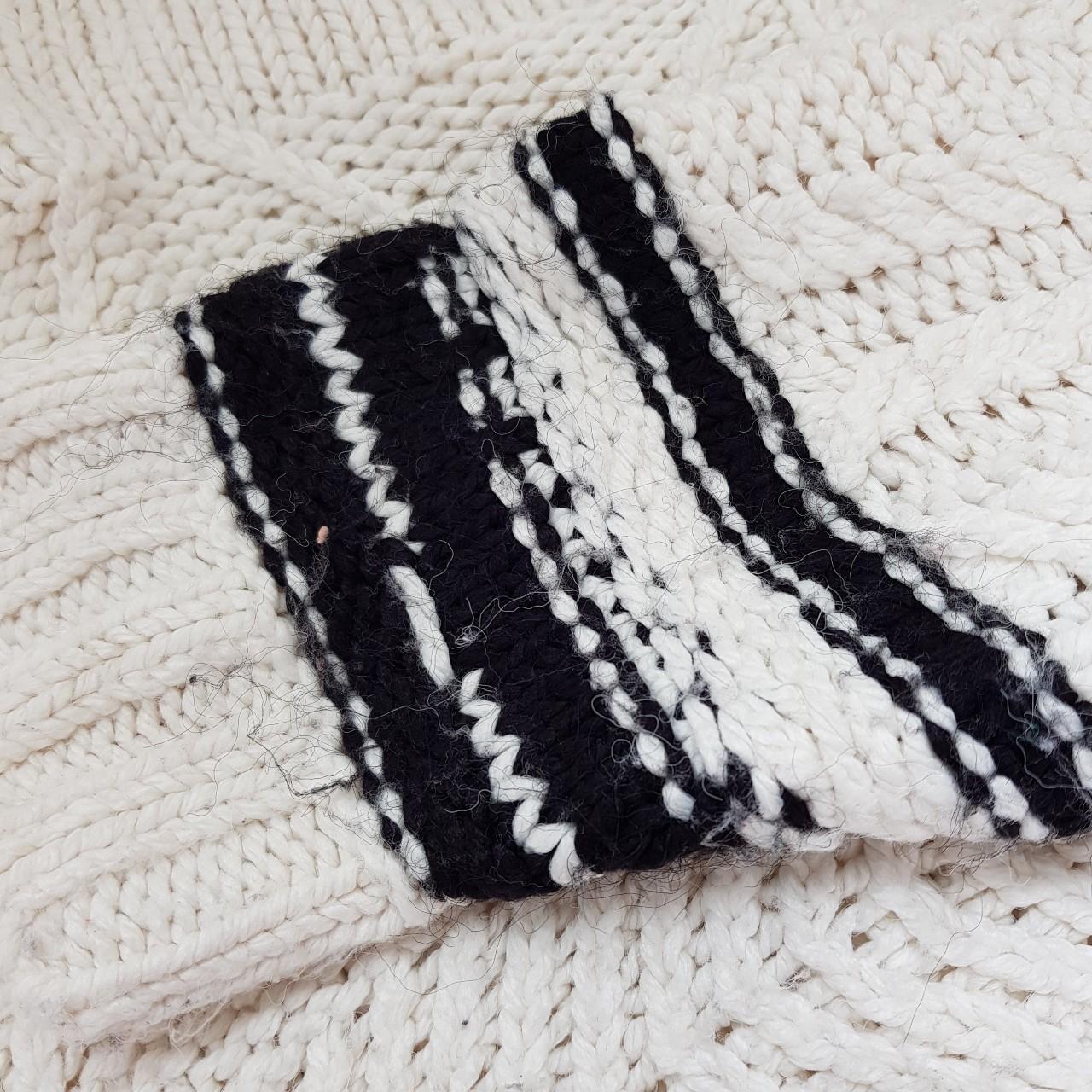 Cable knit white and black jumper from New Look. Ok... - Depop