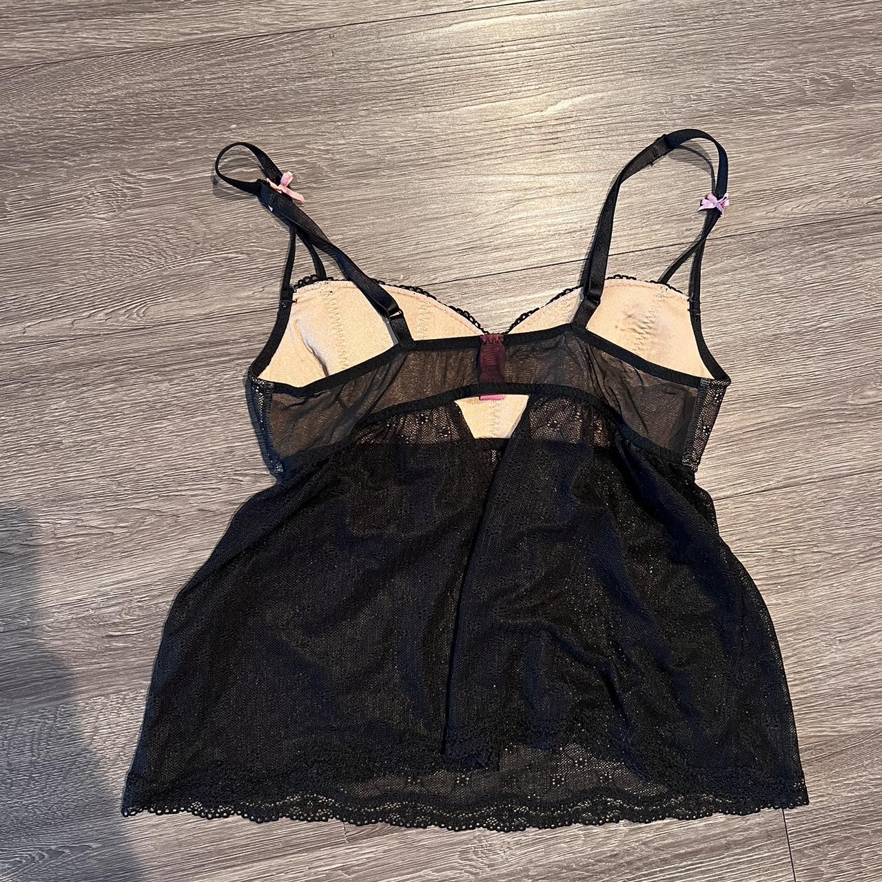 Betsey Johnson Women's Pink And Black Bra | Depop