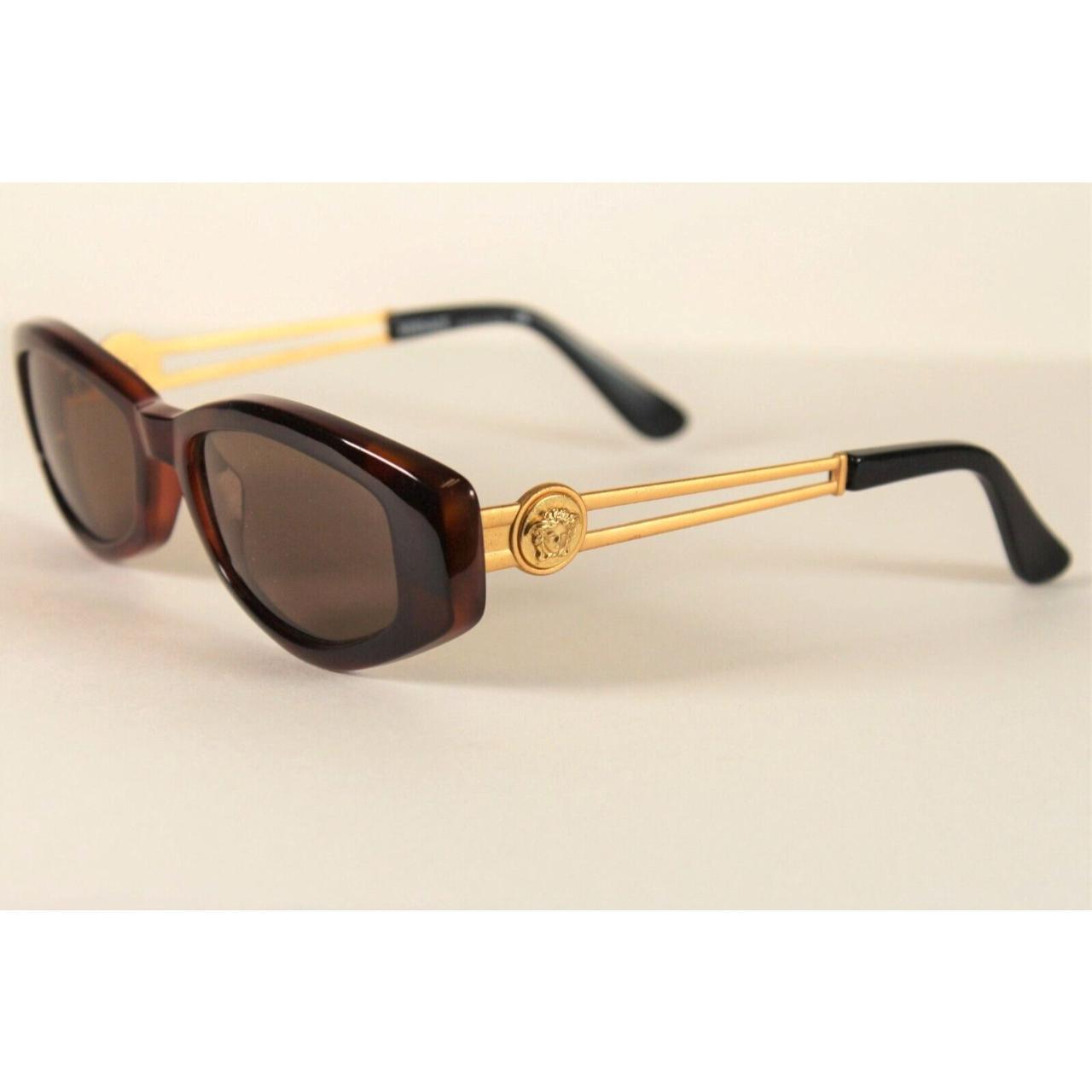 Versace Women's Gold and Brown Sunglasses Depop
