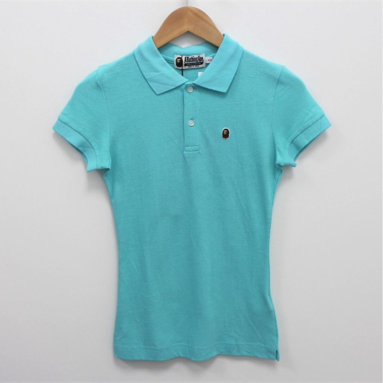 Bape A Bathing Ape Embroidered Logo Polo Shirt Teal... - Depop