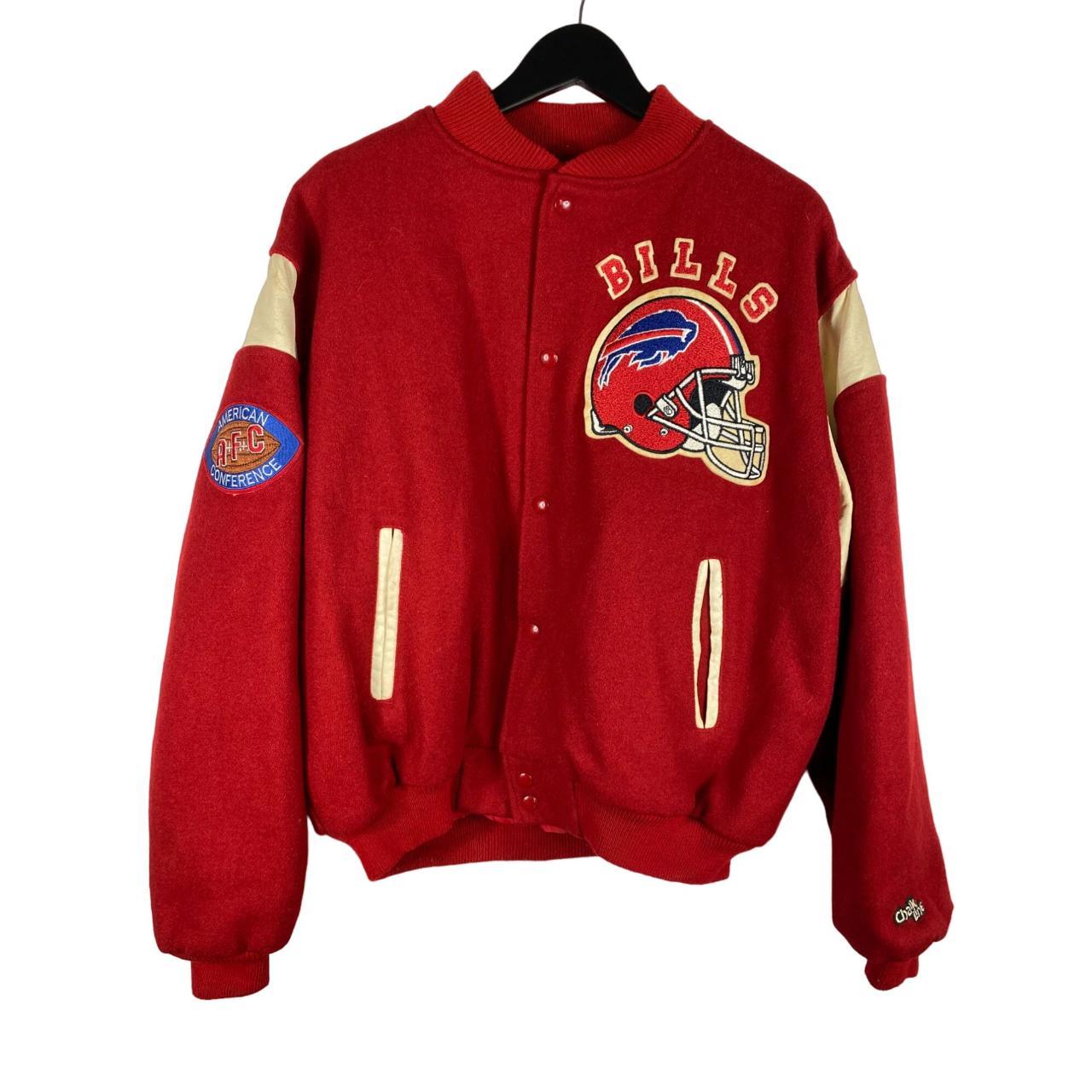 Vintage Chalk Line Buffalo Bills Varsity Jacket Red... Depop
