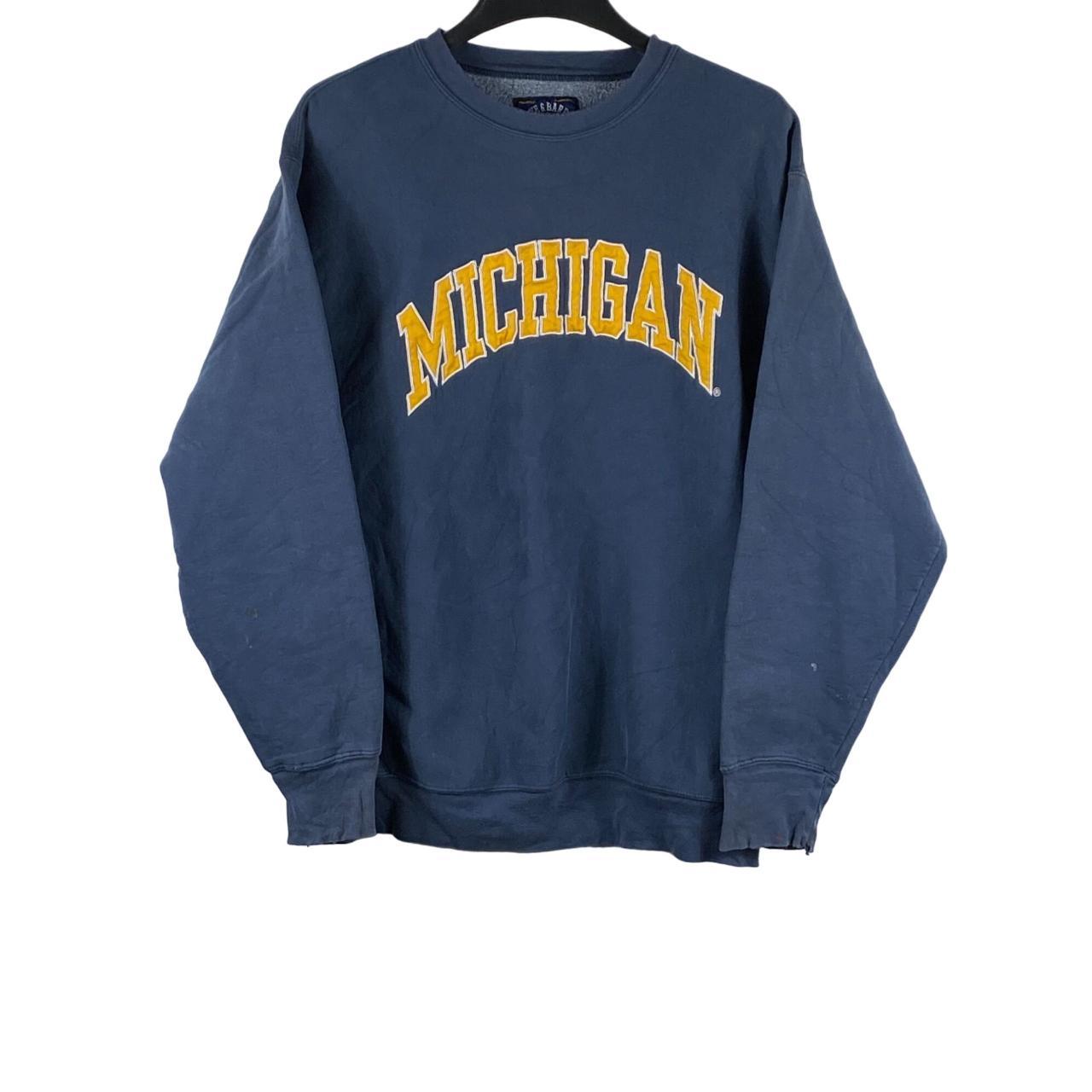 Vintage Steve & Barry's Michigan Spell Out Pullover... - Depop