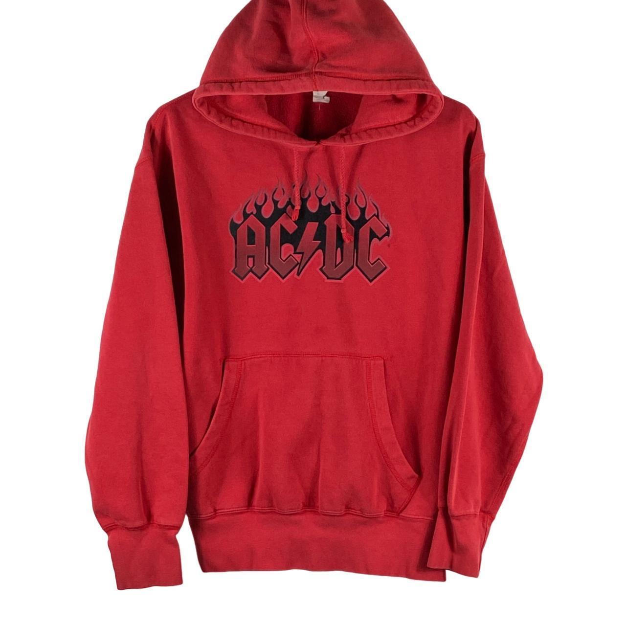 Vintage Rockware ACDC Pullover Hoodie Jacket Red... - Depop
