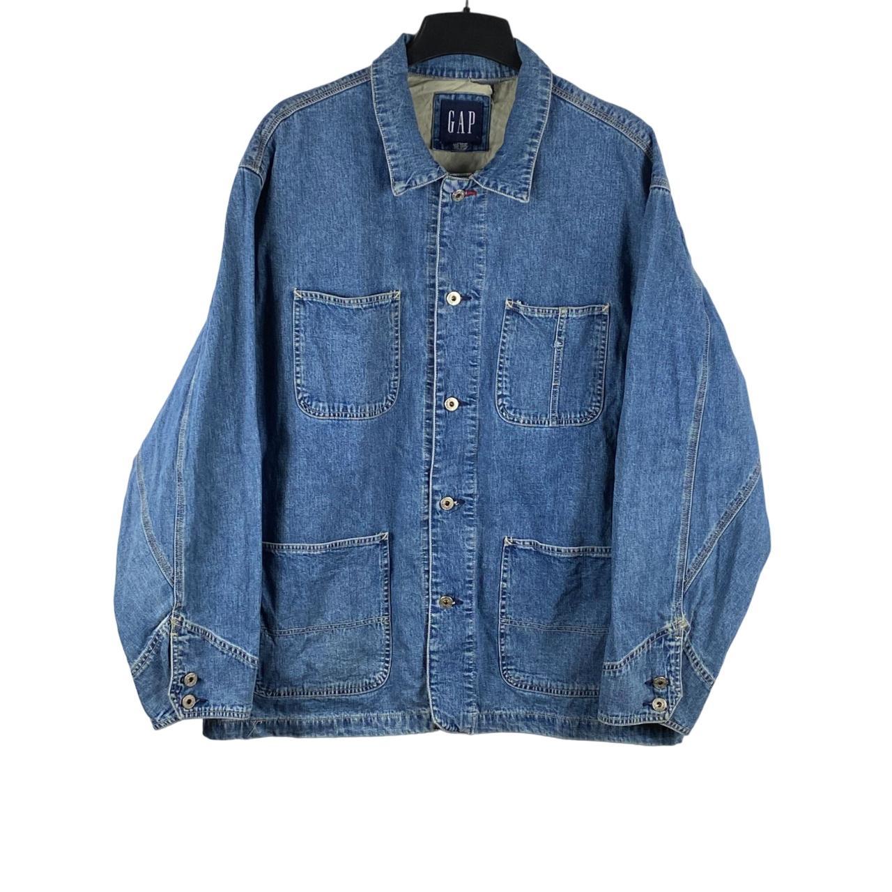 Vintage Gap Oversized Denim Workwear Jacket Blue... - Depop