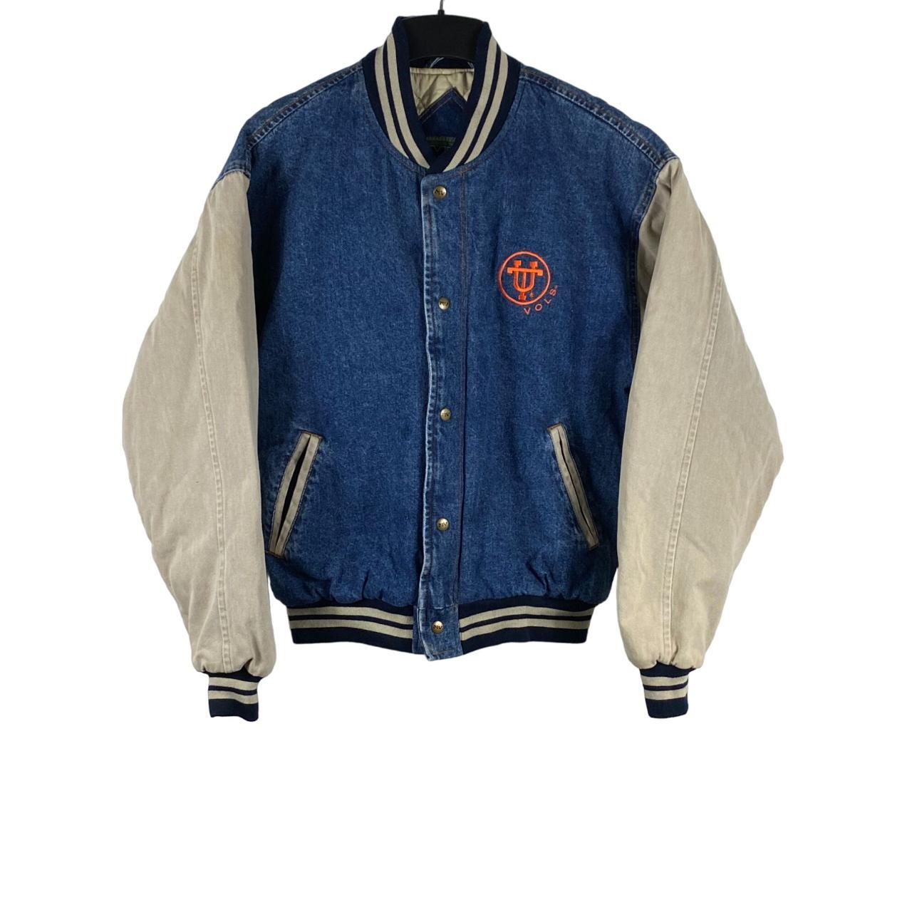 Vintage MV Sport Vols Football Denim Varsity Jacket... - Depop