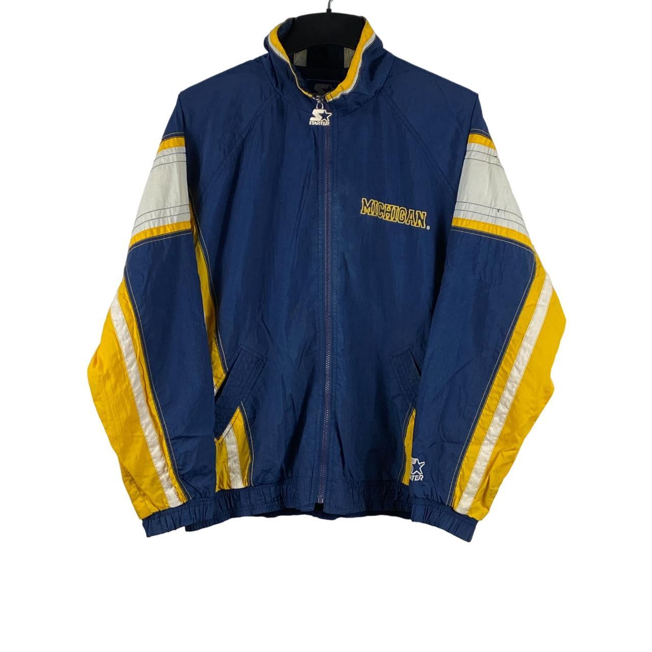 Vintage Starter Michigan Wolverines NFL Jacket Blue... - Depop