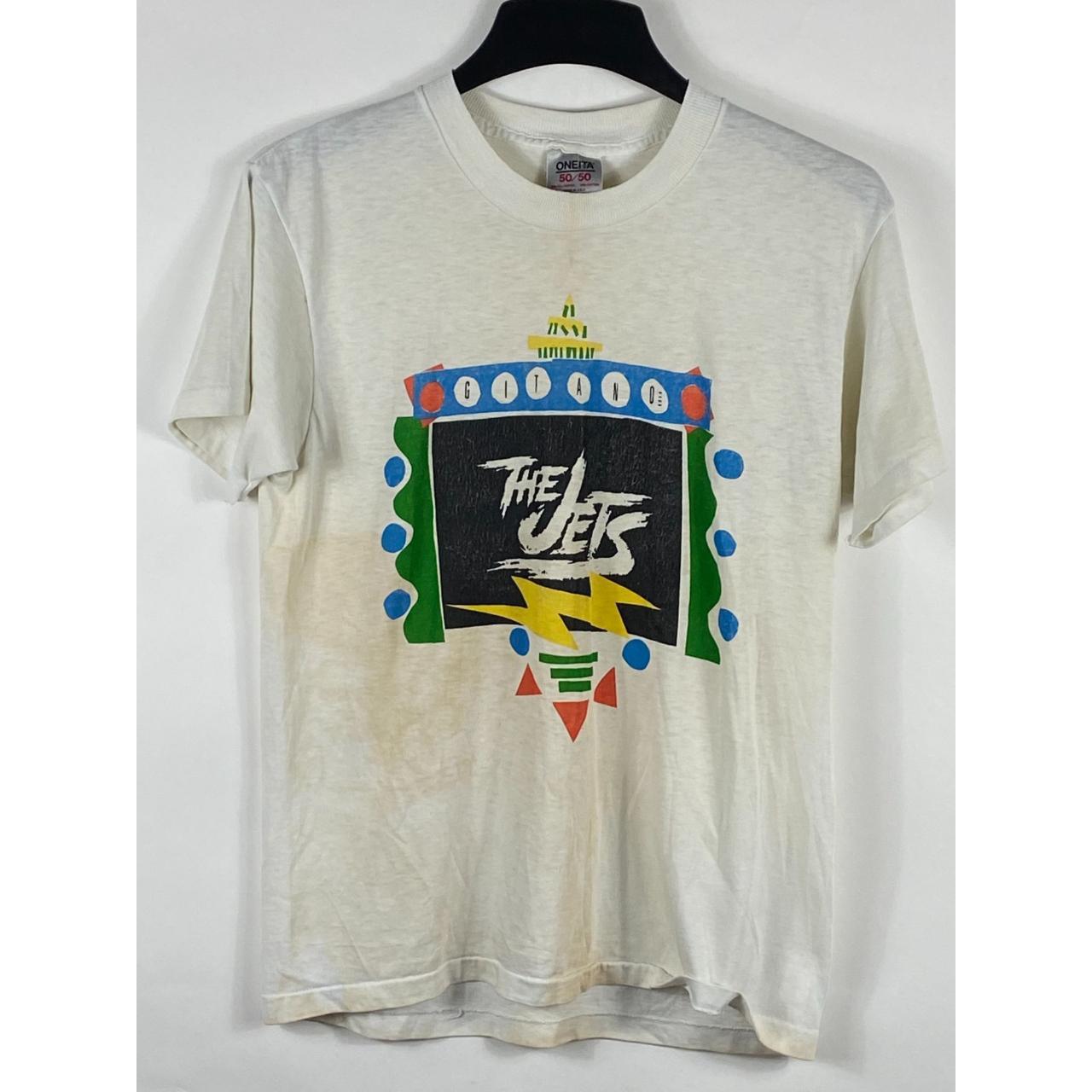 Vintage 80s Oneita The Jets Band Tee Shirt White L... - Depop