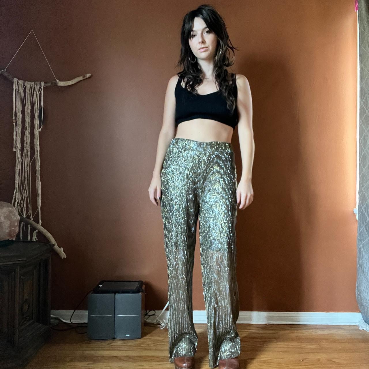 Anthropologie 18W NWT The Colette Sequin Cropped Wide-Leg Pants Silver Disco  18 | eBay