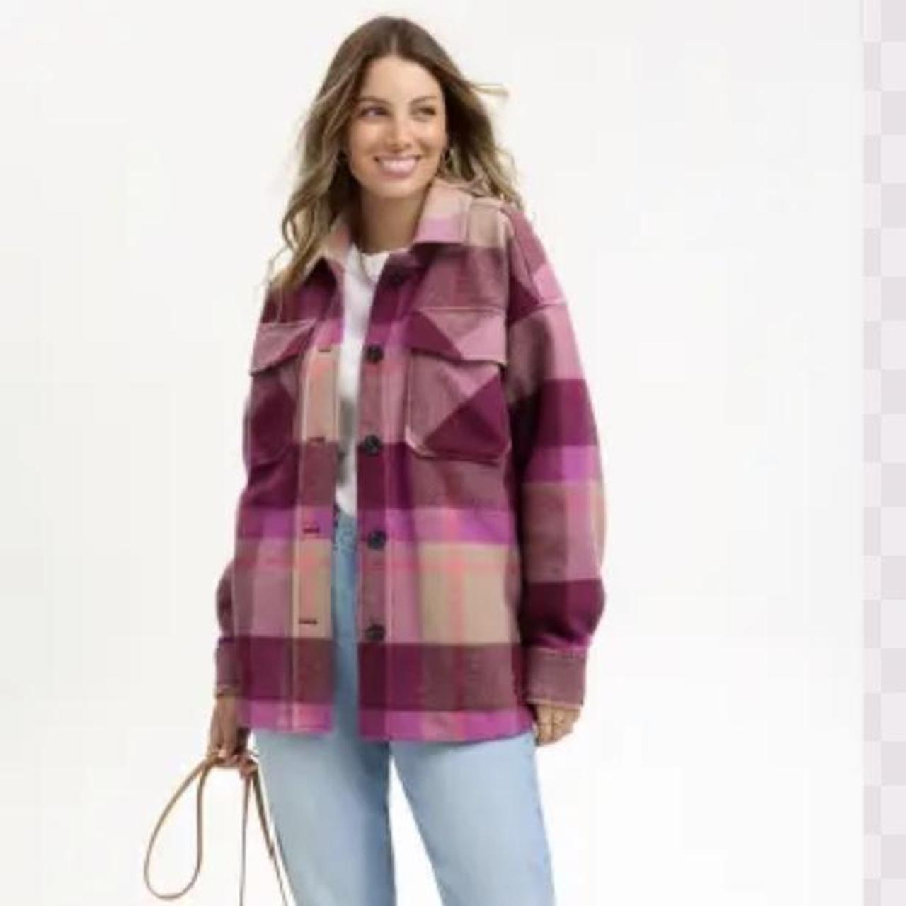 Sportsgirl plaid Shacket Size 8 Some pilling... Depop