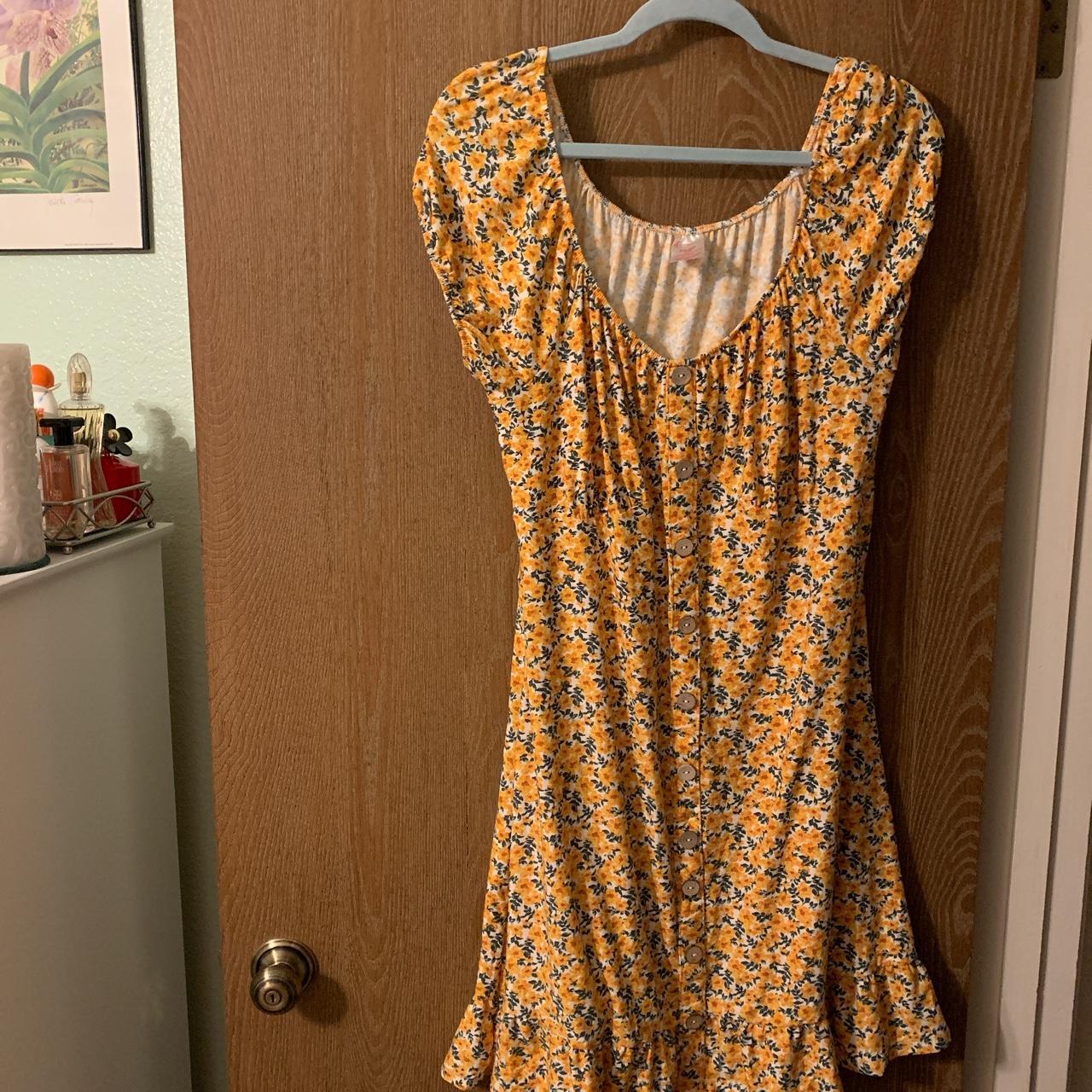 No Boundaries yellow floral dress Size XXL Never... - Depop