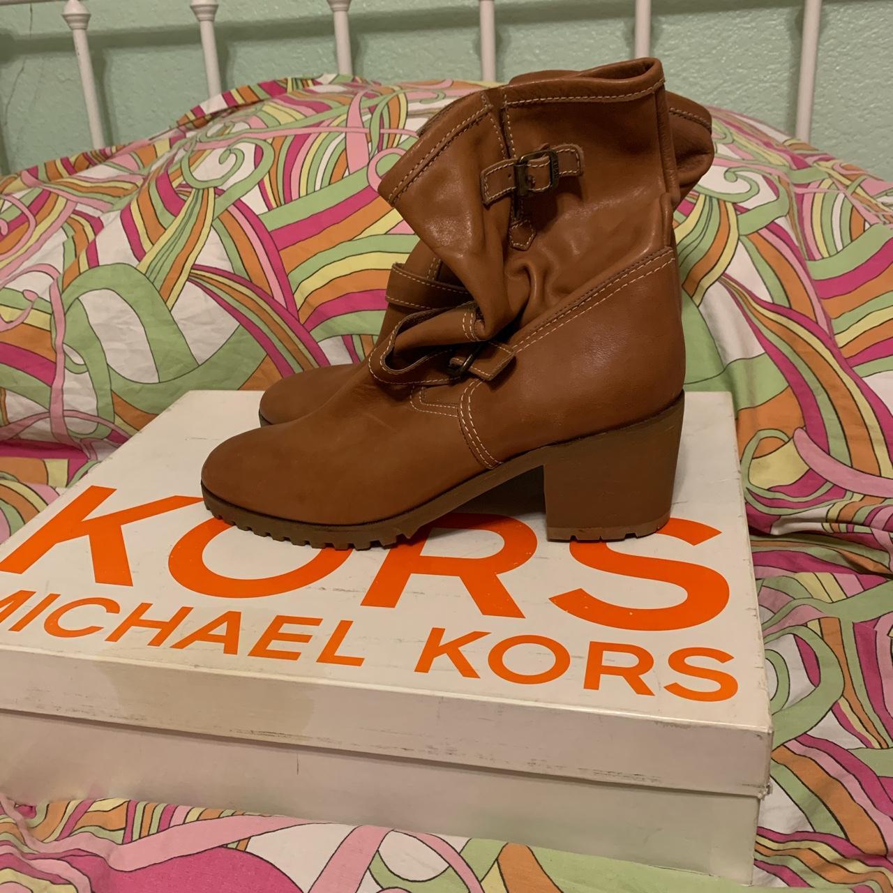 michael kors brown leather boots