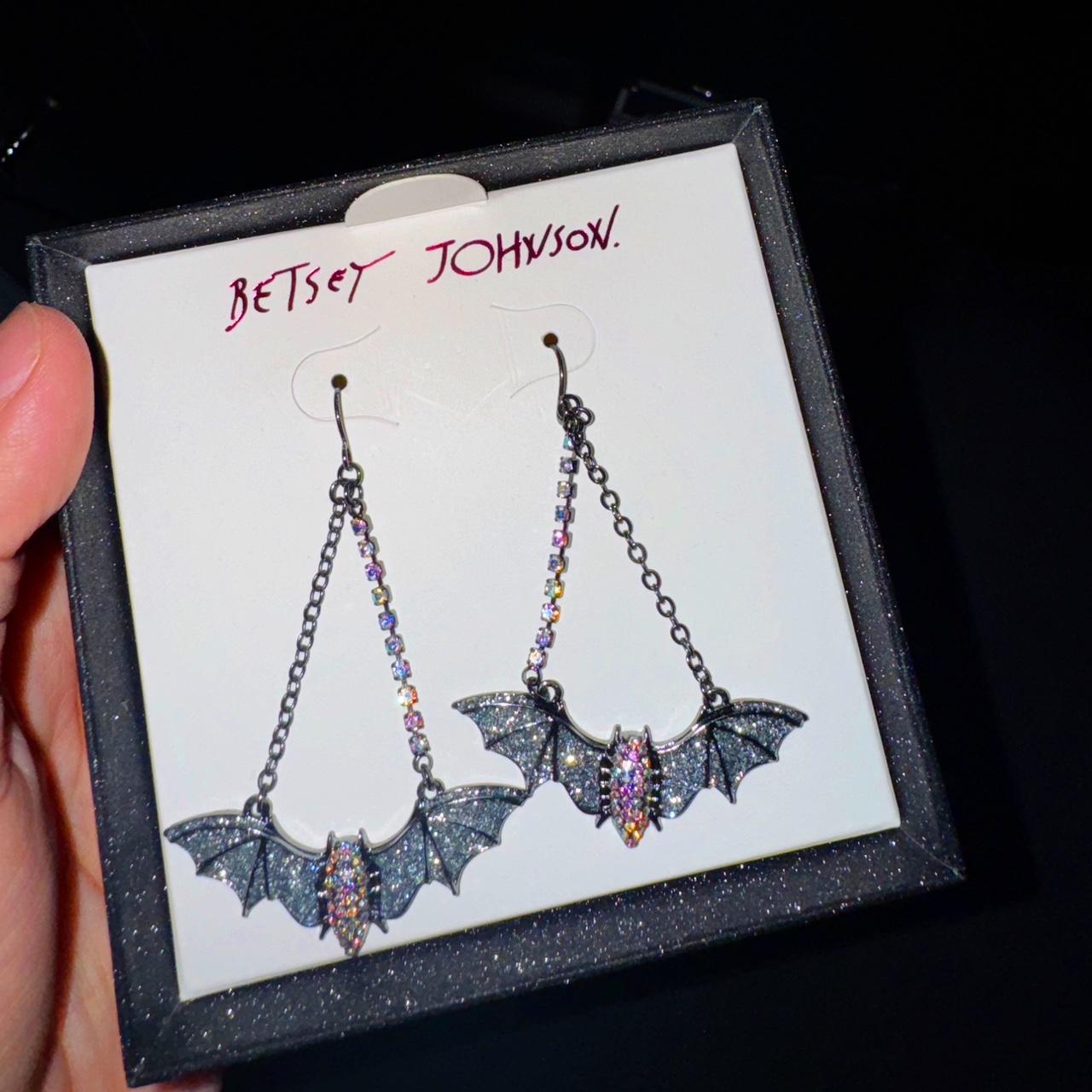 Gorgeous Betsey Johnson rhinestone bat earrings