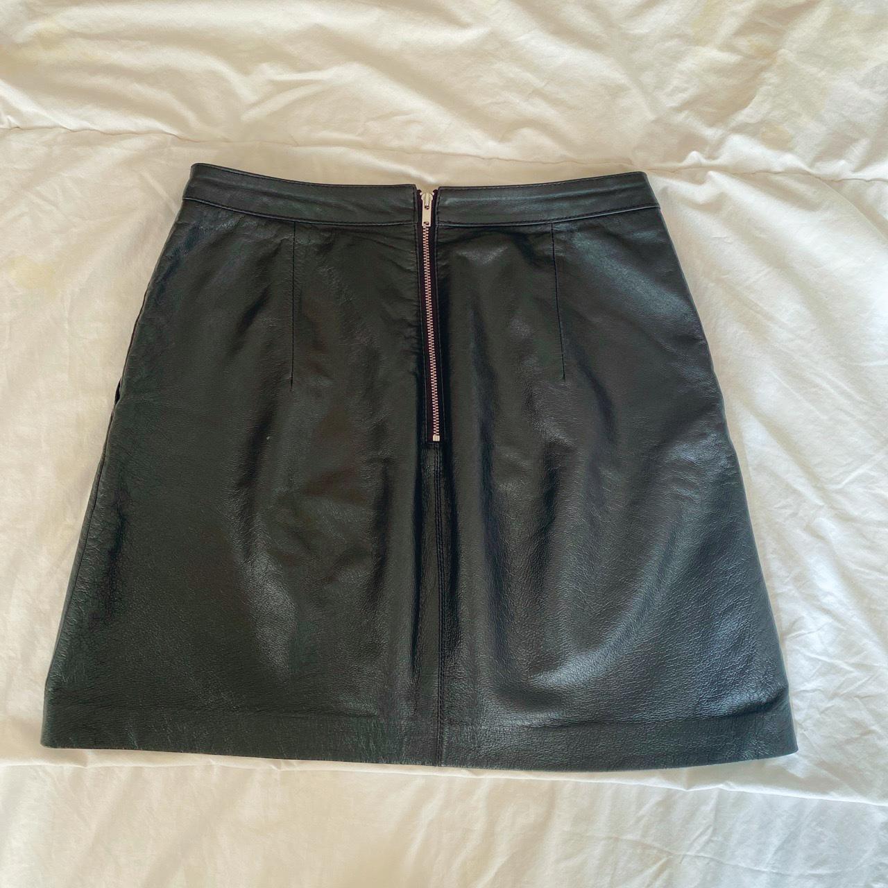 Portmans Black Leather Mini Skirt Size 8 Soft... - Depop