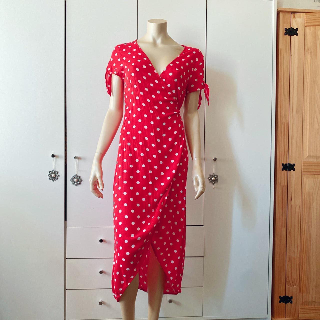 H&m red sale polka dot dress