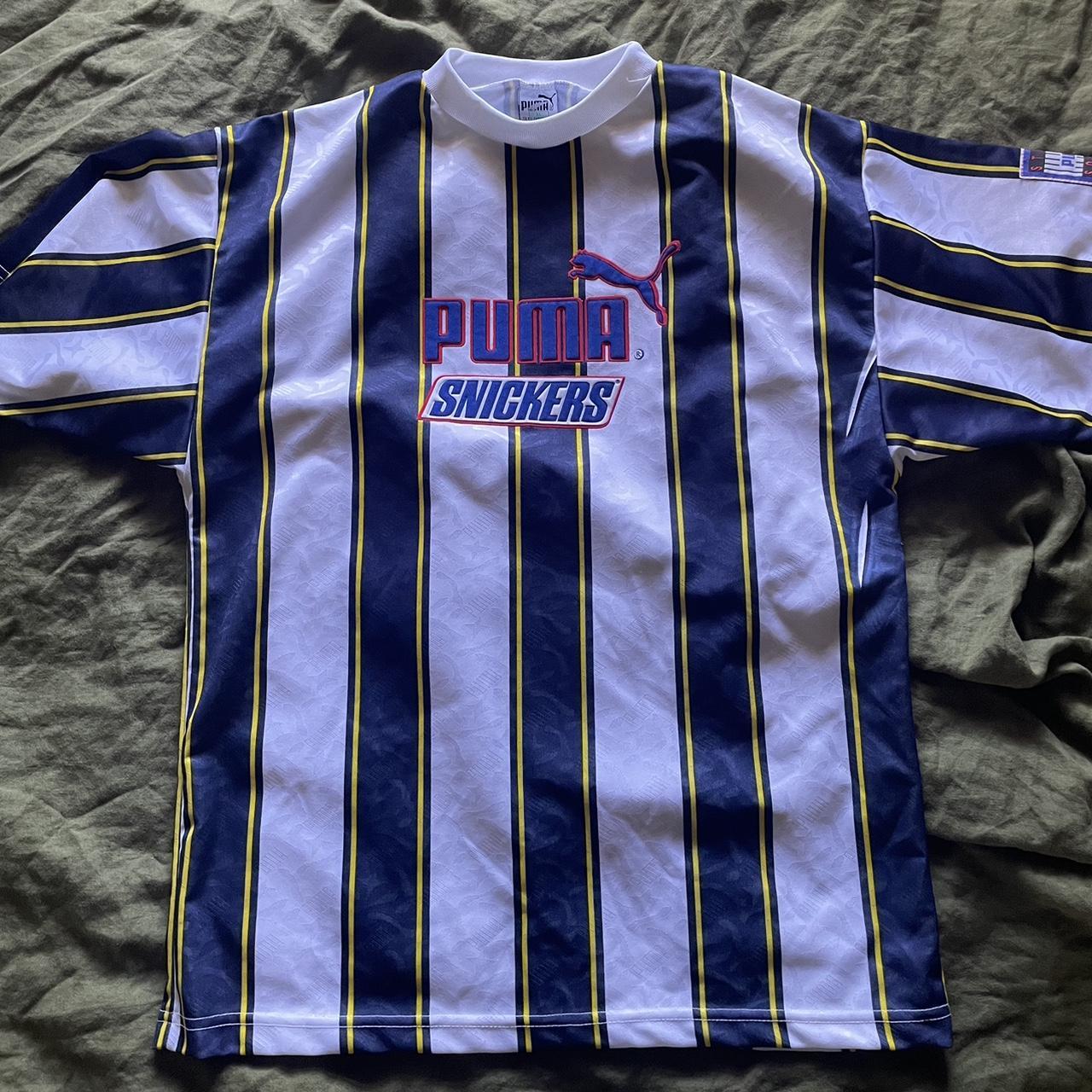 Vintage Puma x Snickers Street Soccer Jersey... - Depop