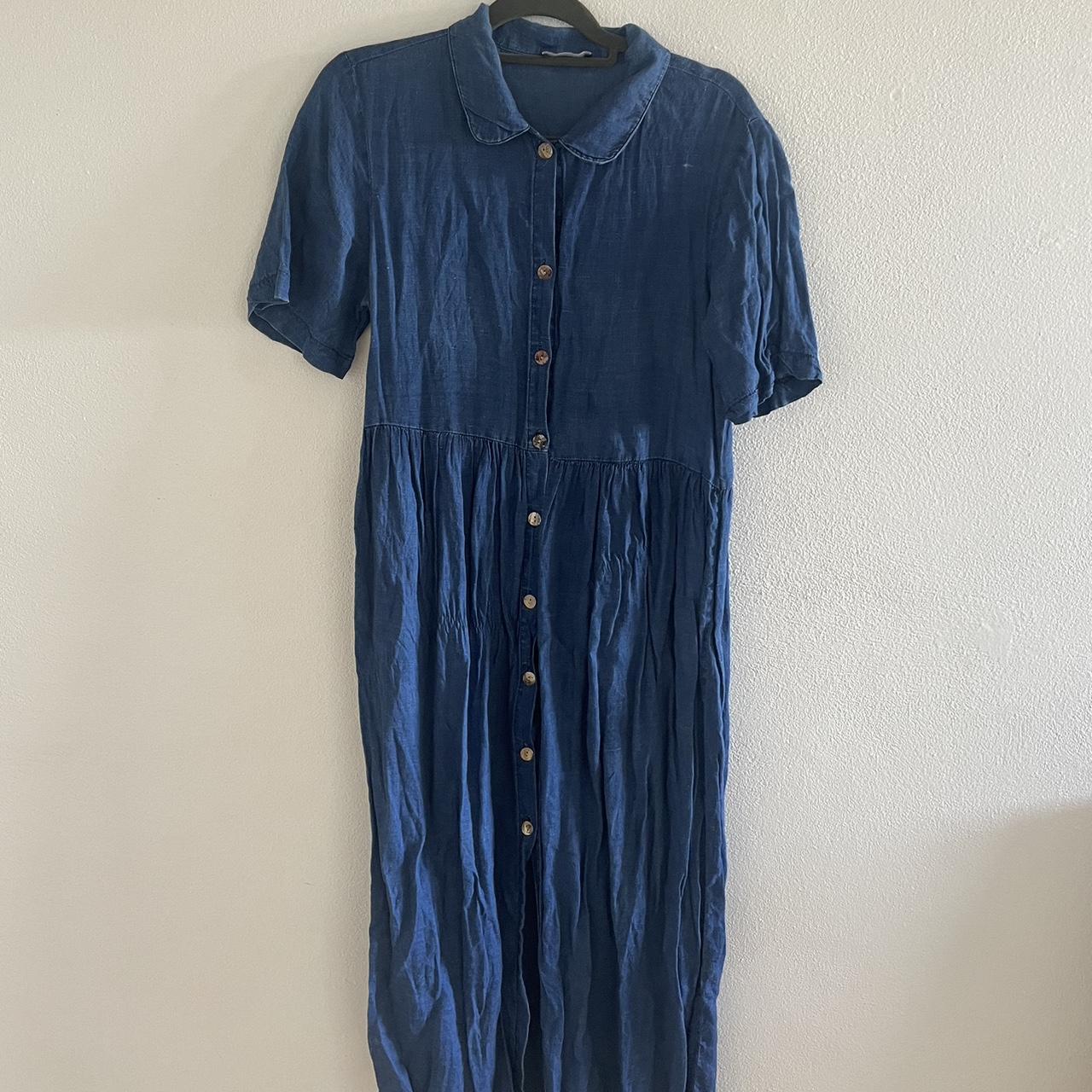 Zara denim dress with vintage collar - Depop