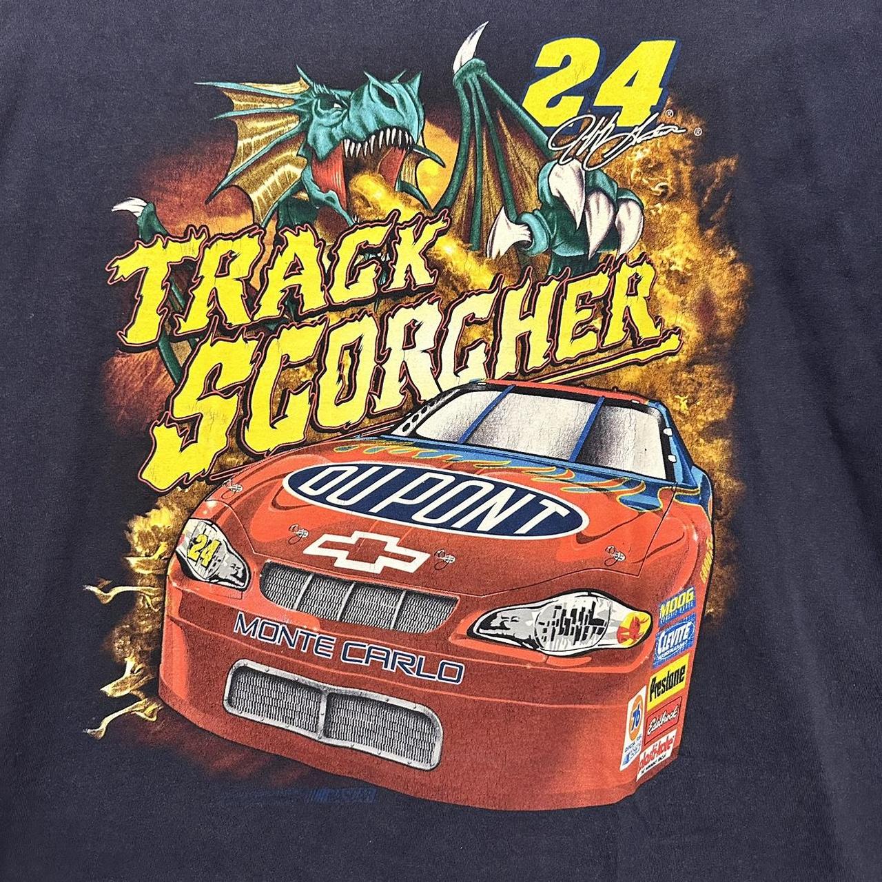 Vintage race car graphic tee with a dragon. Jeff... Depop