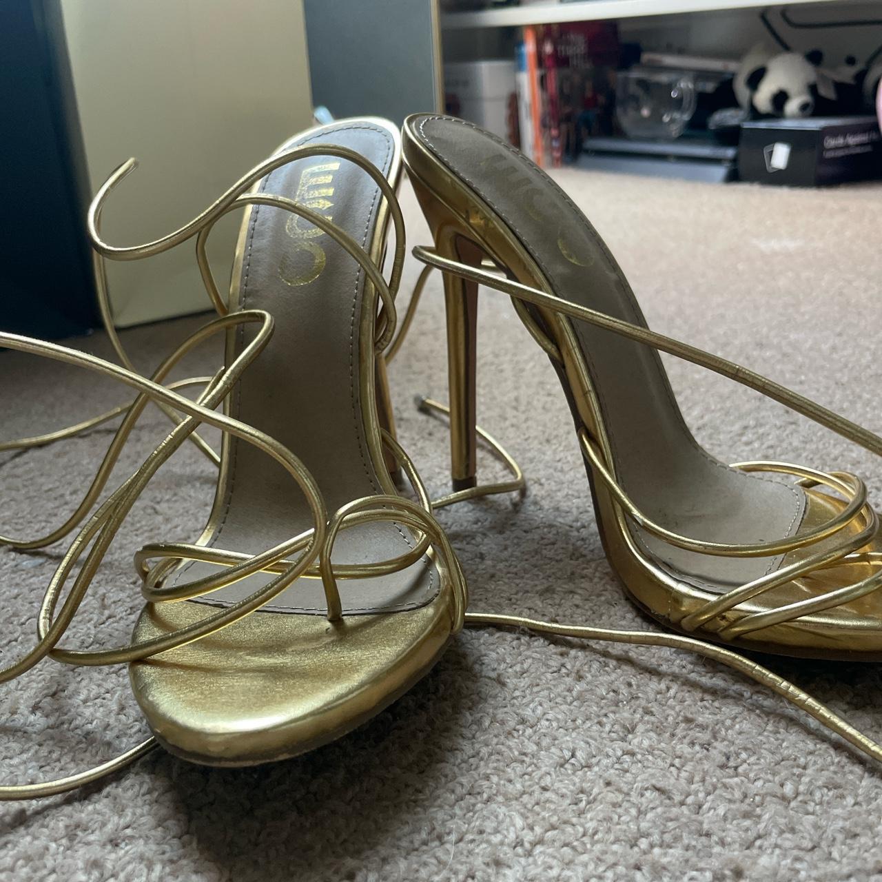 EGO gold strappy heels size 5. Few marks Depop